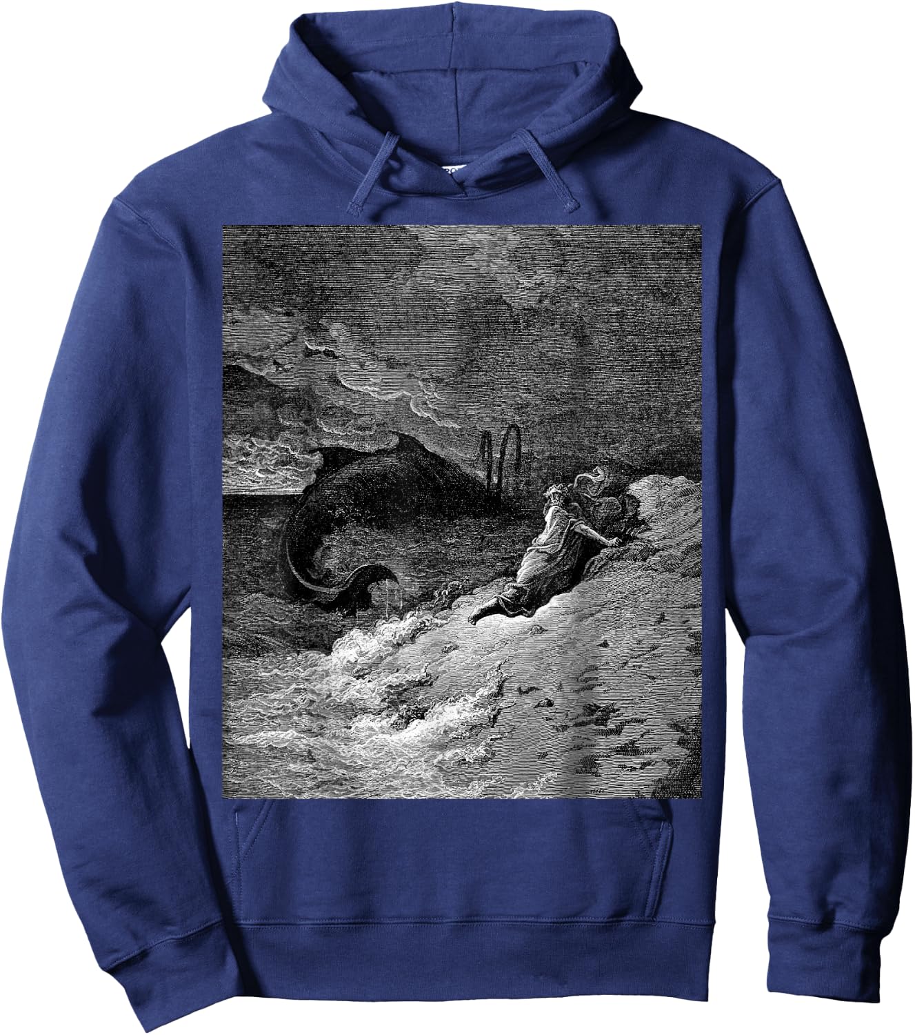 Jonah Cast Forth by the Whale Gustave Dore Biblical Art Hoodie - Hoodie | Navy