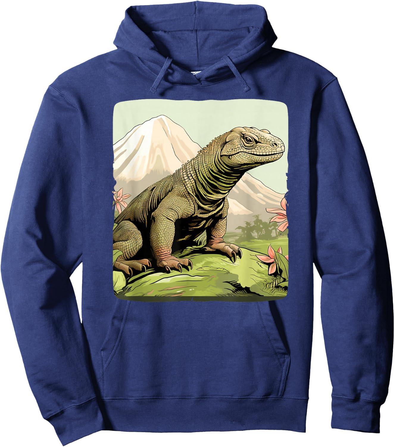 Cool Komodo Dragon Outfit with Mountains for Dragon Animals , black Hoodie - Hoodie | Navy