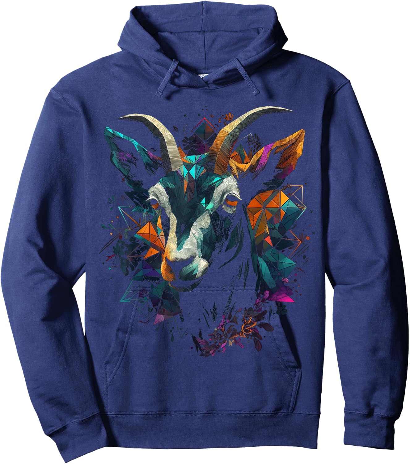 Goat art - animal polygon motif goat Hoodie - Hoodie | Navy
