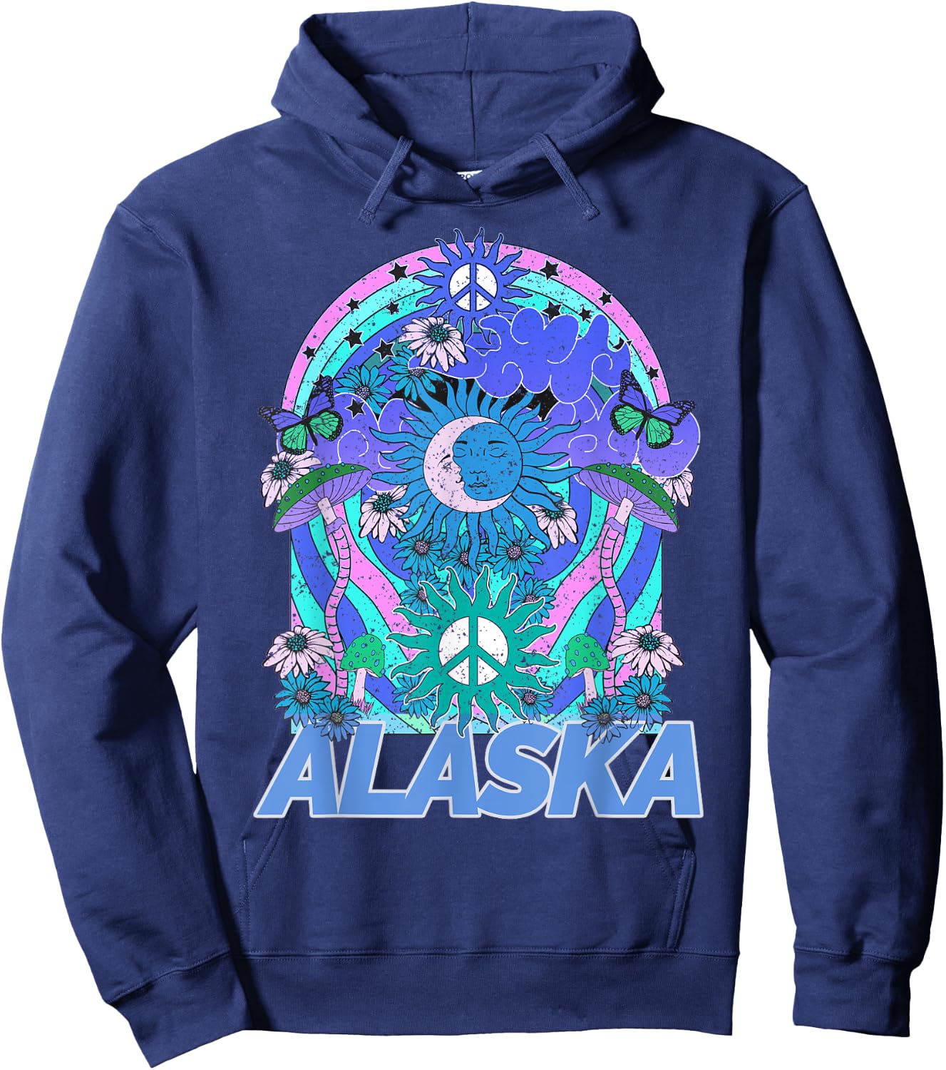 Alaska Retro Vintage Mountains & Outdoors Wilderness State Hoodie - Hoodie | Navy