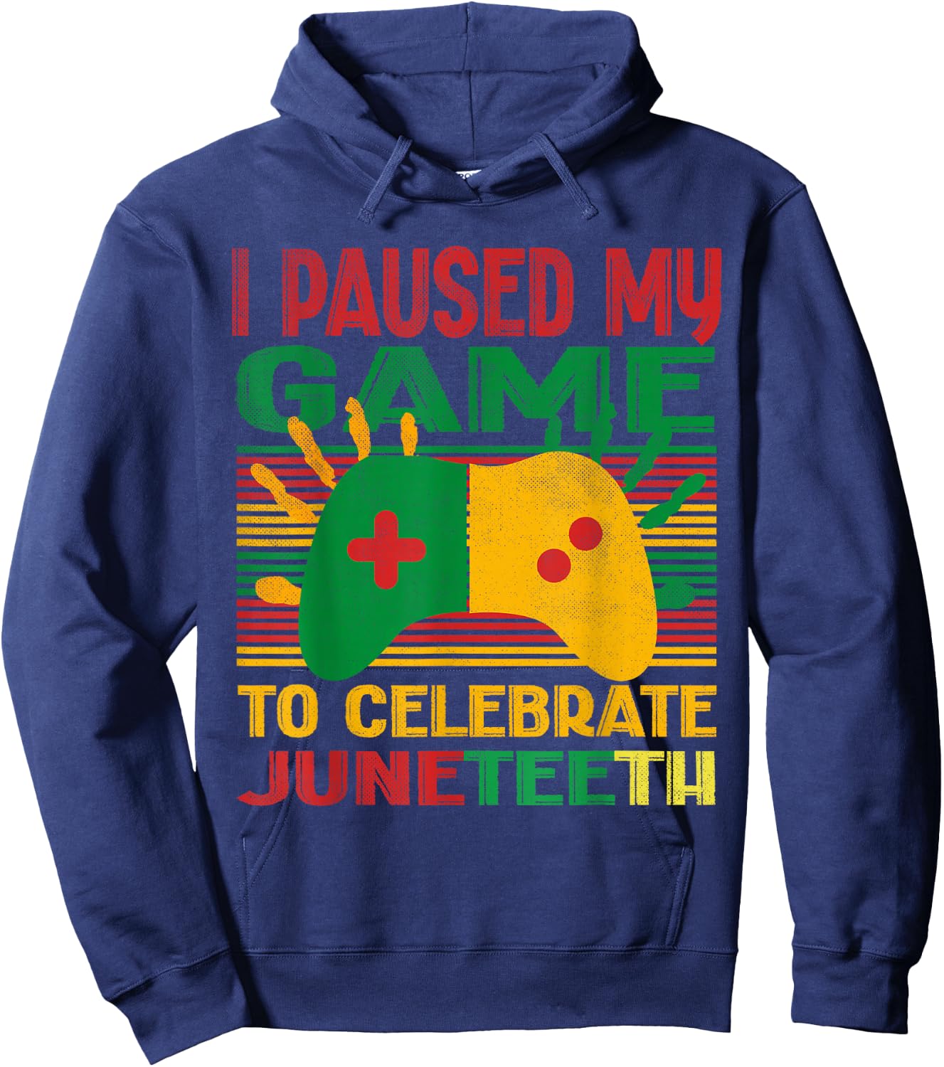 I Paused My Game To Celebrate Juneteenth boys funny gamer Hoodie - Hoodie | Navy