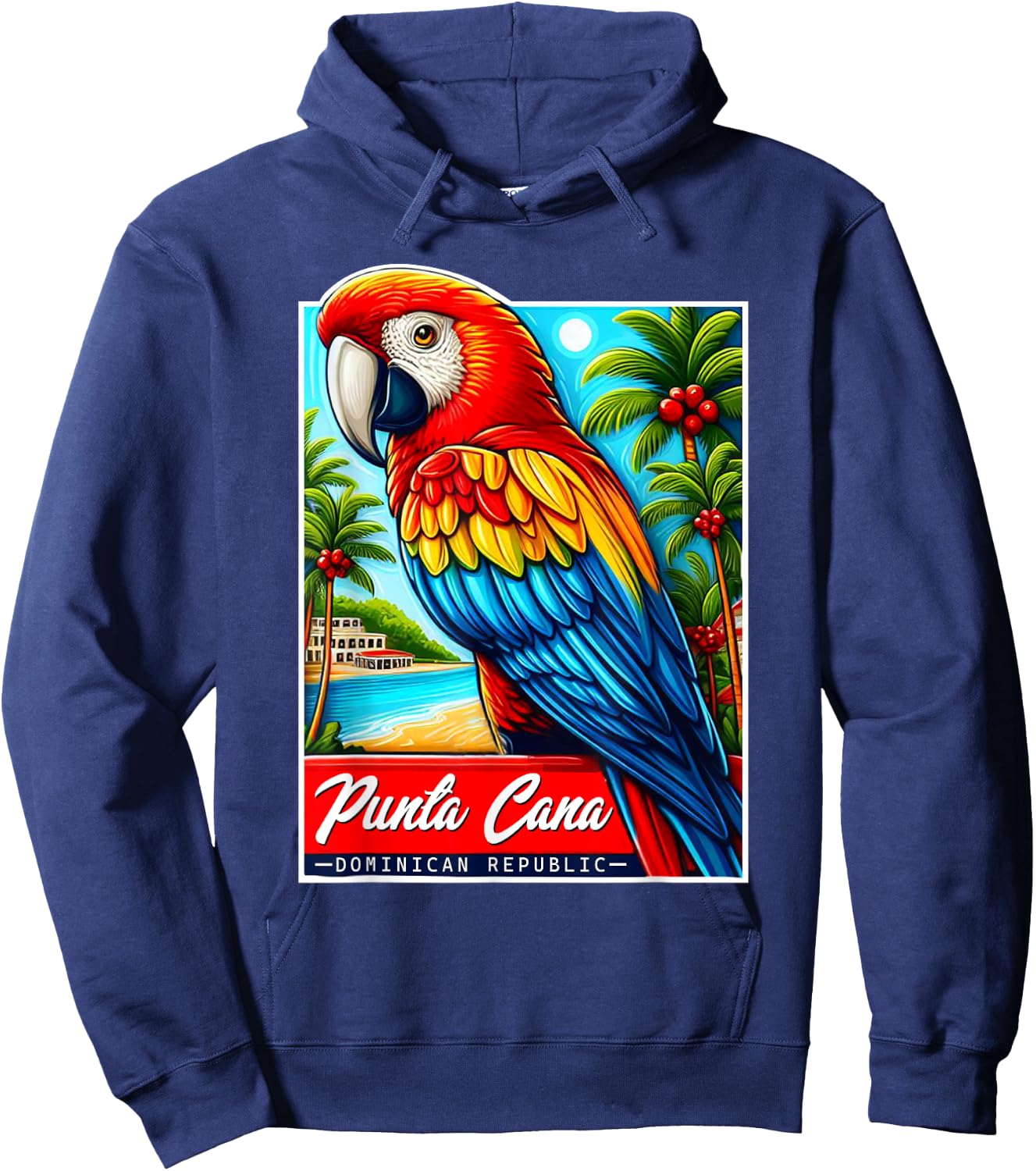 Punta Cana Tropical Parrot Bird Shirt Dominican Republic Hoodie - Hoodie | Navy