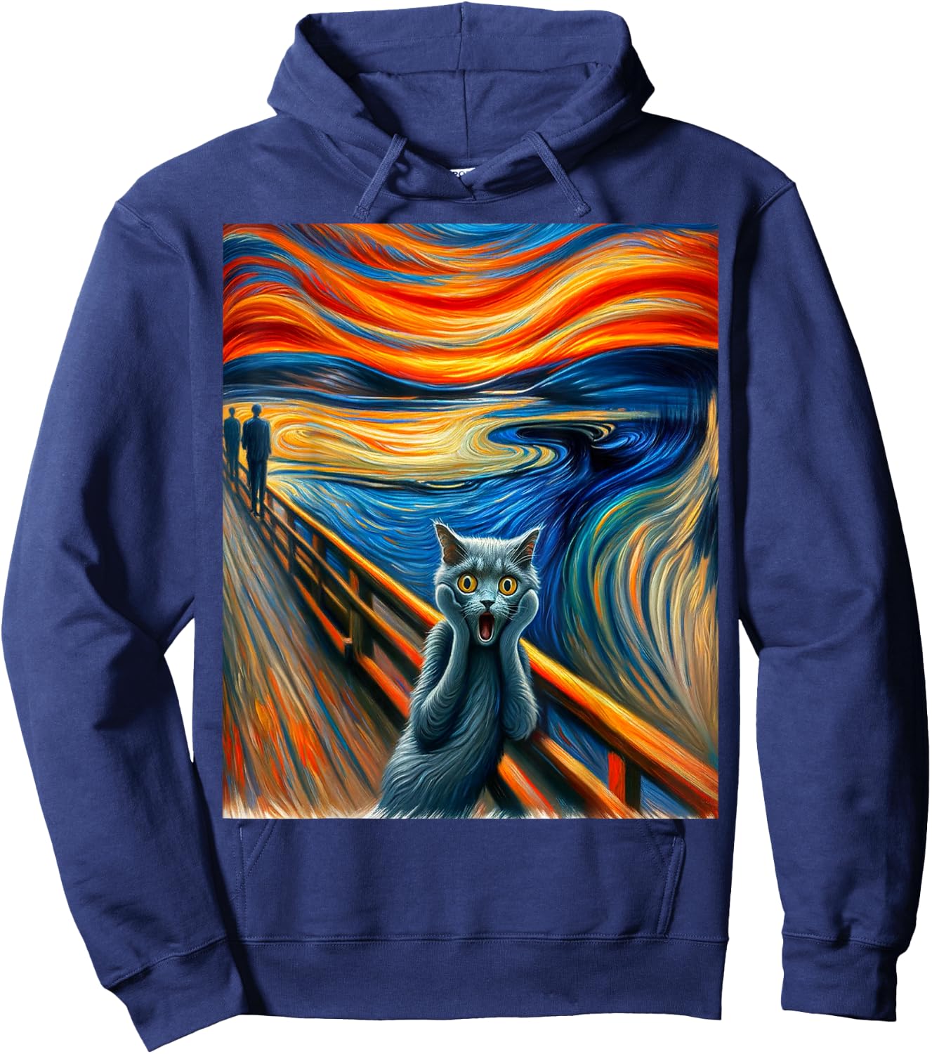 Expressionist Artsy Russian Blue | Artistic Russian Blue Cat Hoodie - Hoodie | Navy