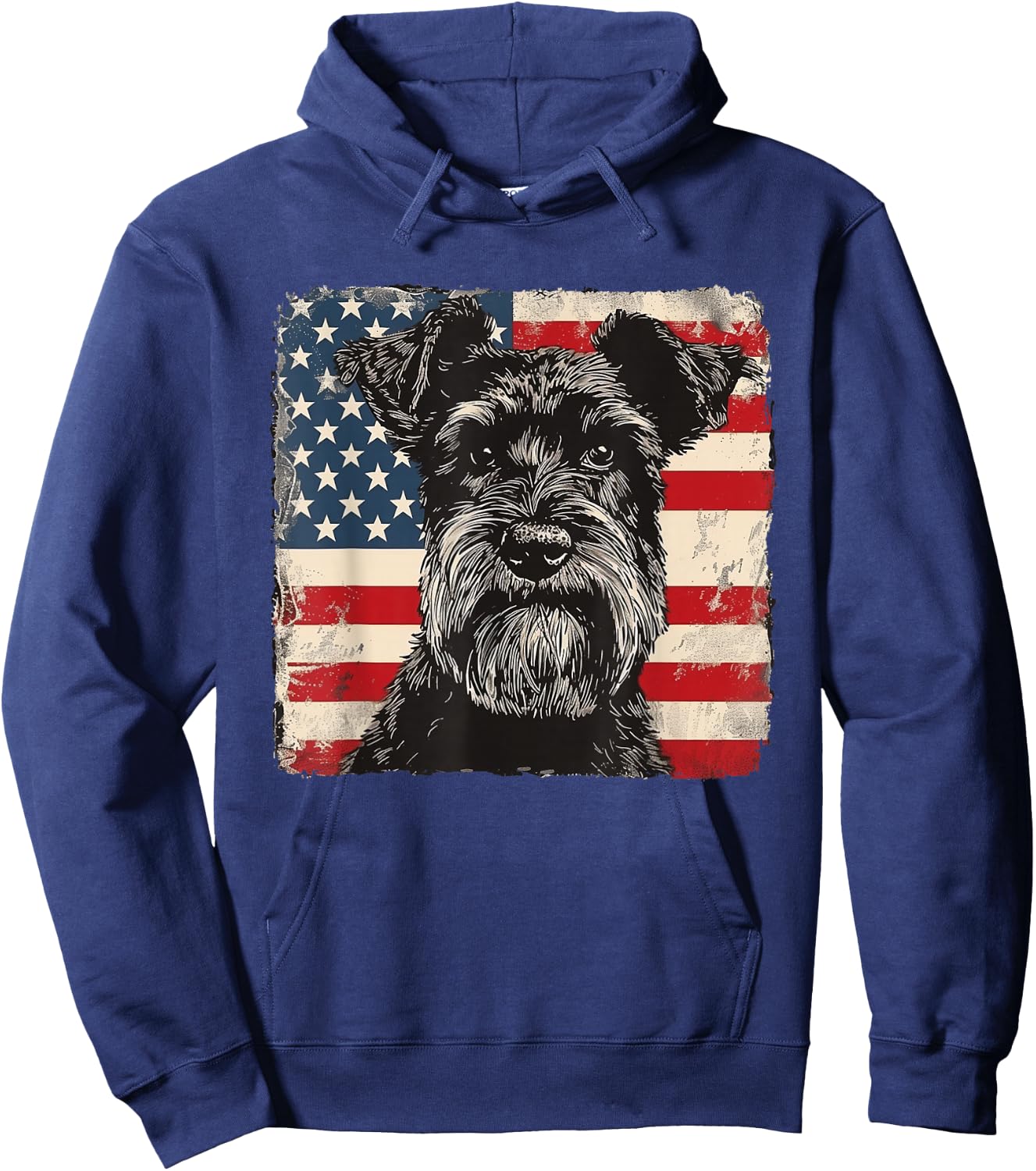 Miniature Schnauzer Dog Patriotic 4th of July Gift Men Women Hoodie - Hoodie | Navy