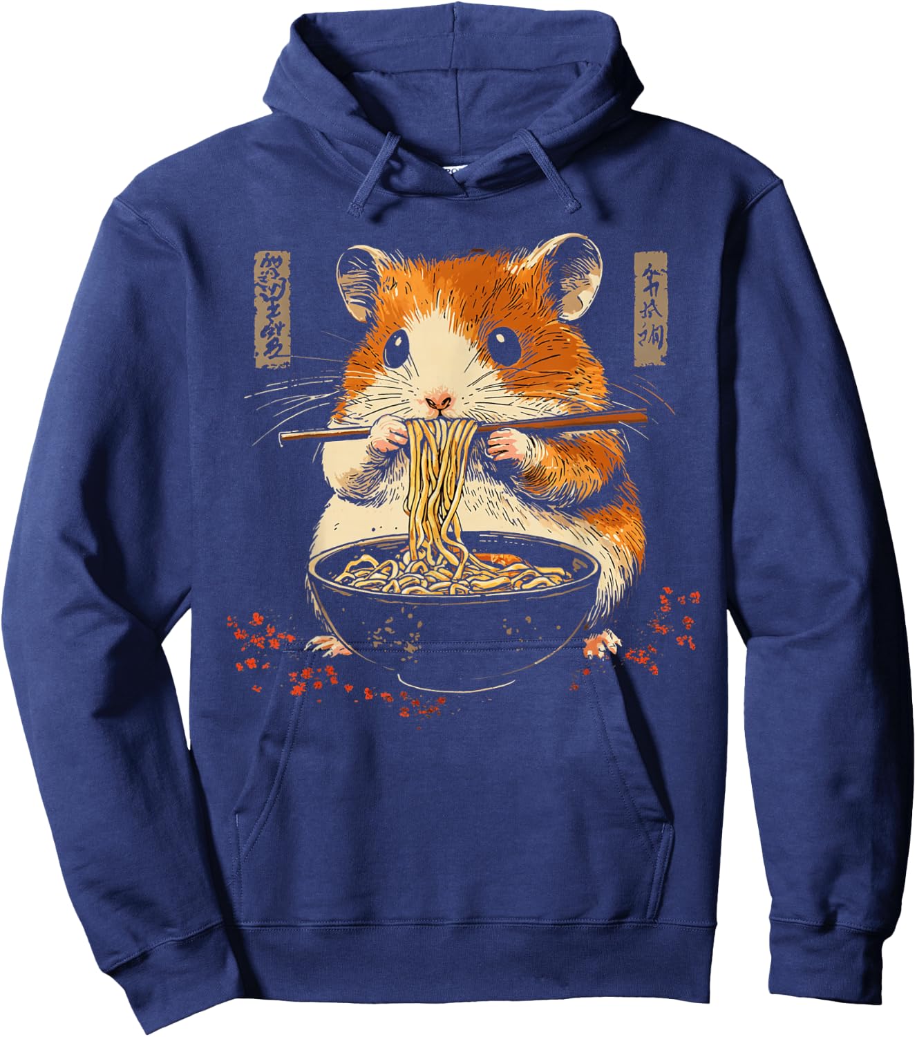 Ramen Cute Japanese Hamster For Wild Noodle Lovers , Black, S Hoodie - Hoodie | Navy
