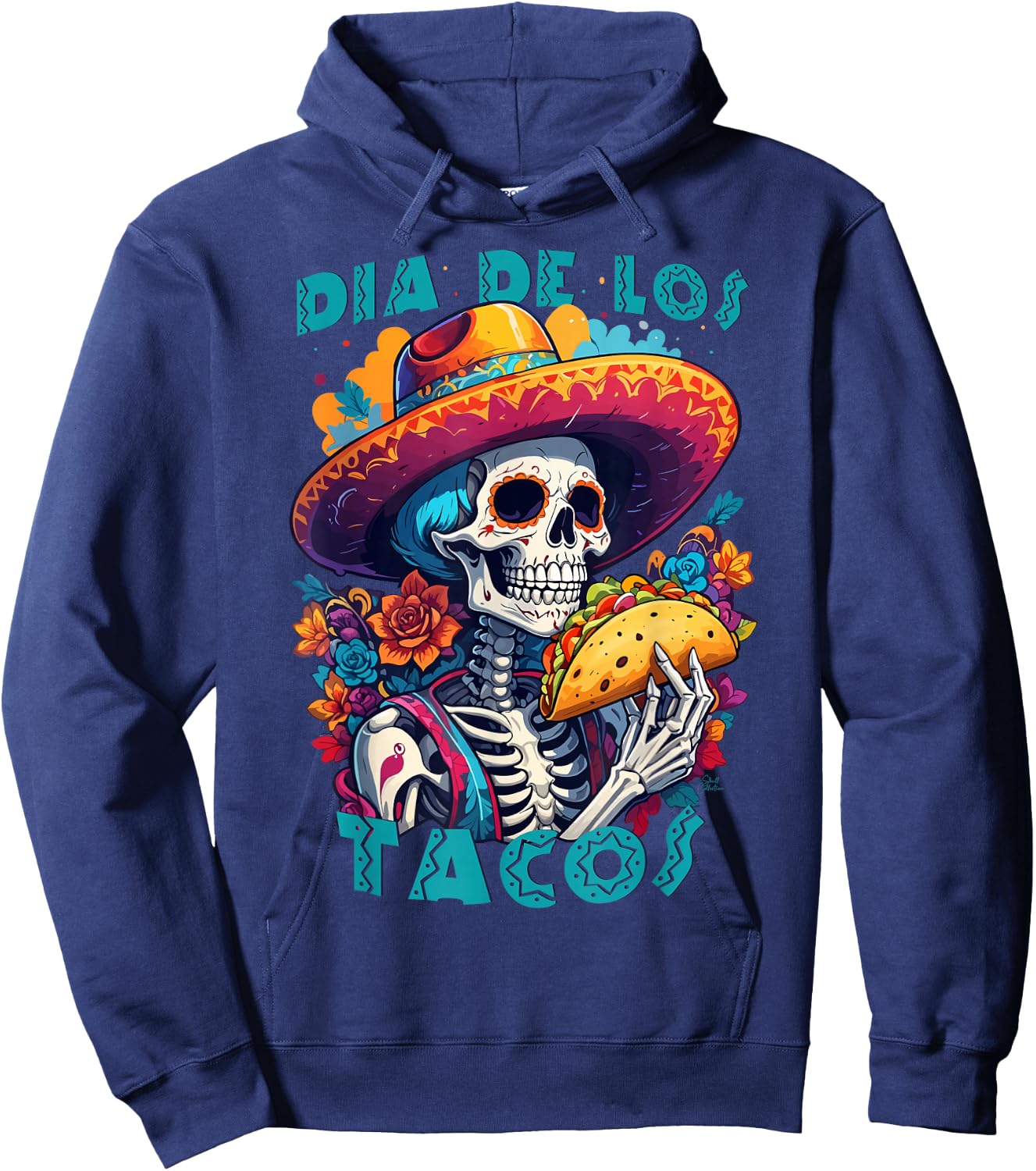 Dia de los tacos (muertos) Mexican skull humor Hoodie - Hoodie | Navy