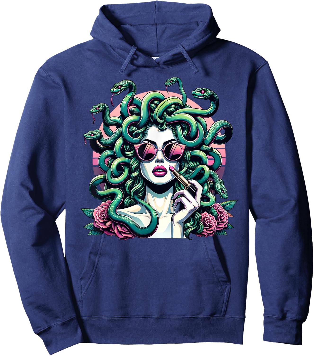 Glamorous Medusa Snake Lady Stylish Mythical Fashion Art Hoodie - Hoodie | Navy