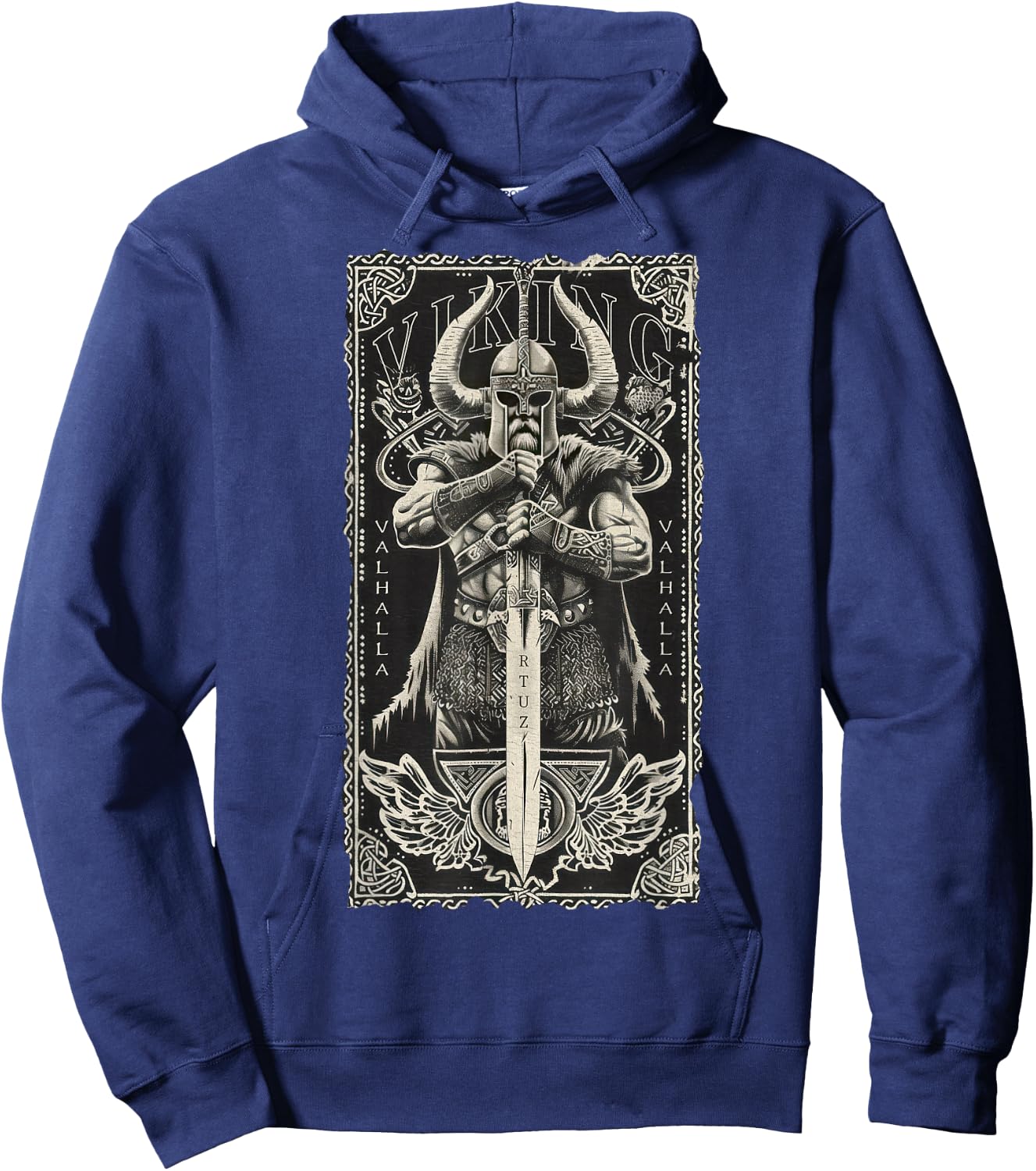 Valhalla Odin Thor Runes Viking Helmet Warrior Viking Hoodie - Hoodie | Navy