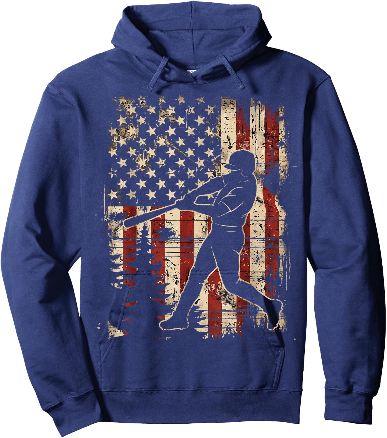 American Flag Baseball Player Patriotic Men Women Kids Hoodie - Hoodie | Navy
