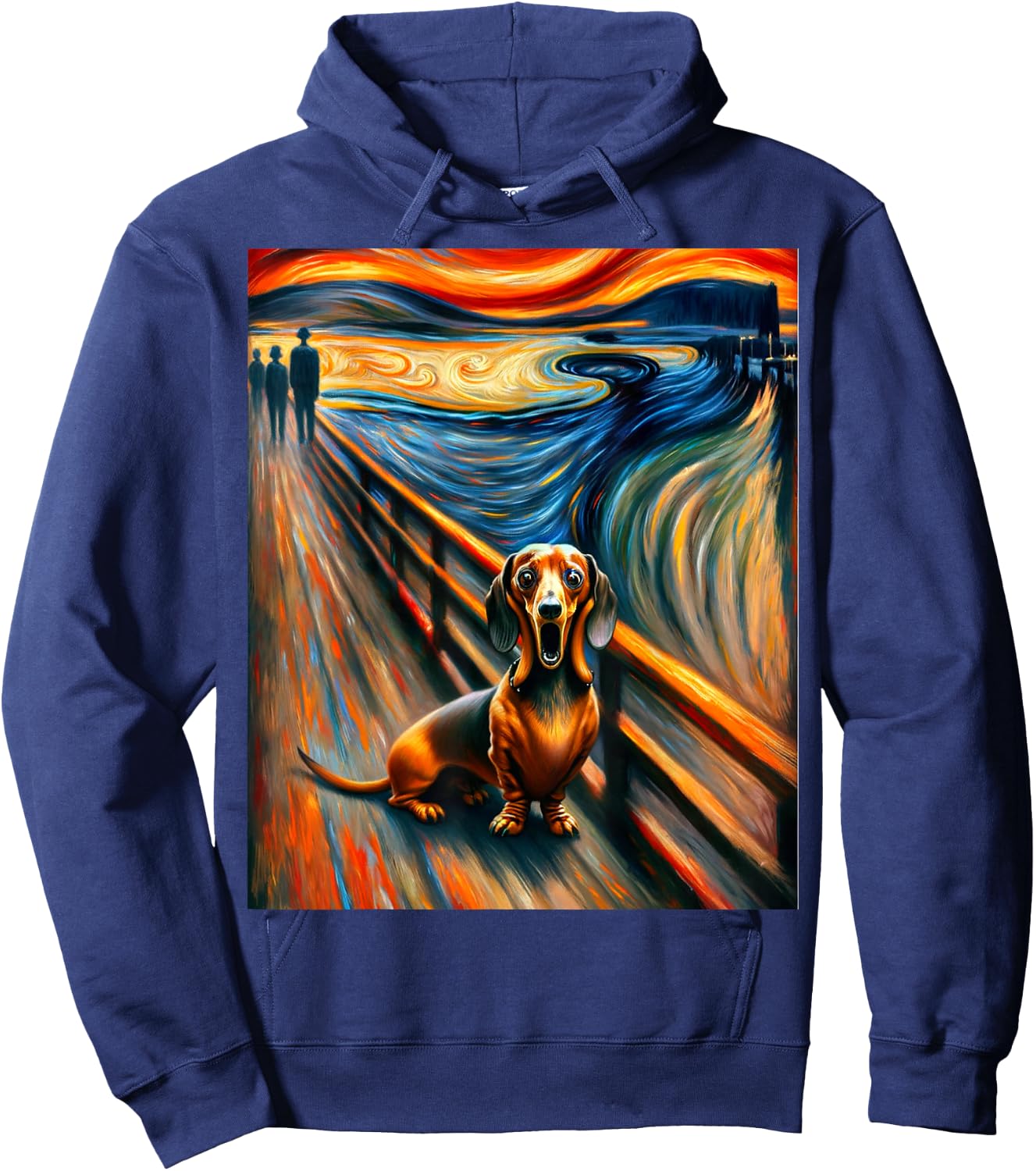 Expressionist Artsy Wiener Sausage Dog | Artistic Dachshund Hoodie - Hoodie | Navy