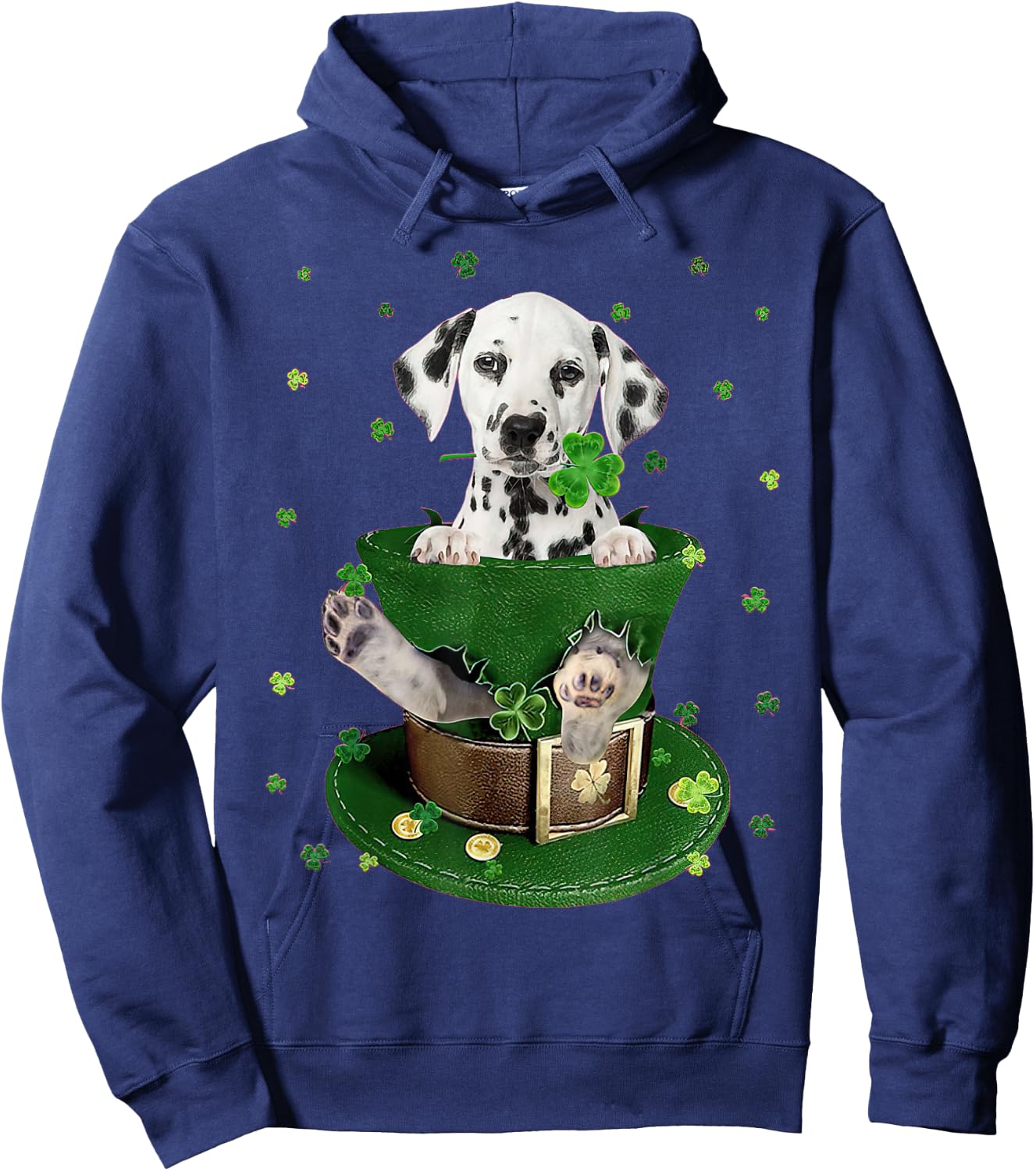 St Patrick's Day Leprechaun Dalmatian Dog Shamrock Irish Hoodie - Hoodie | Navy