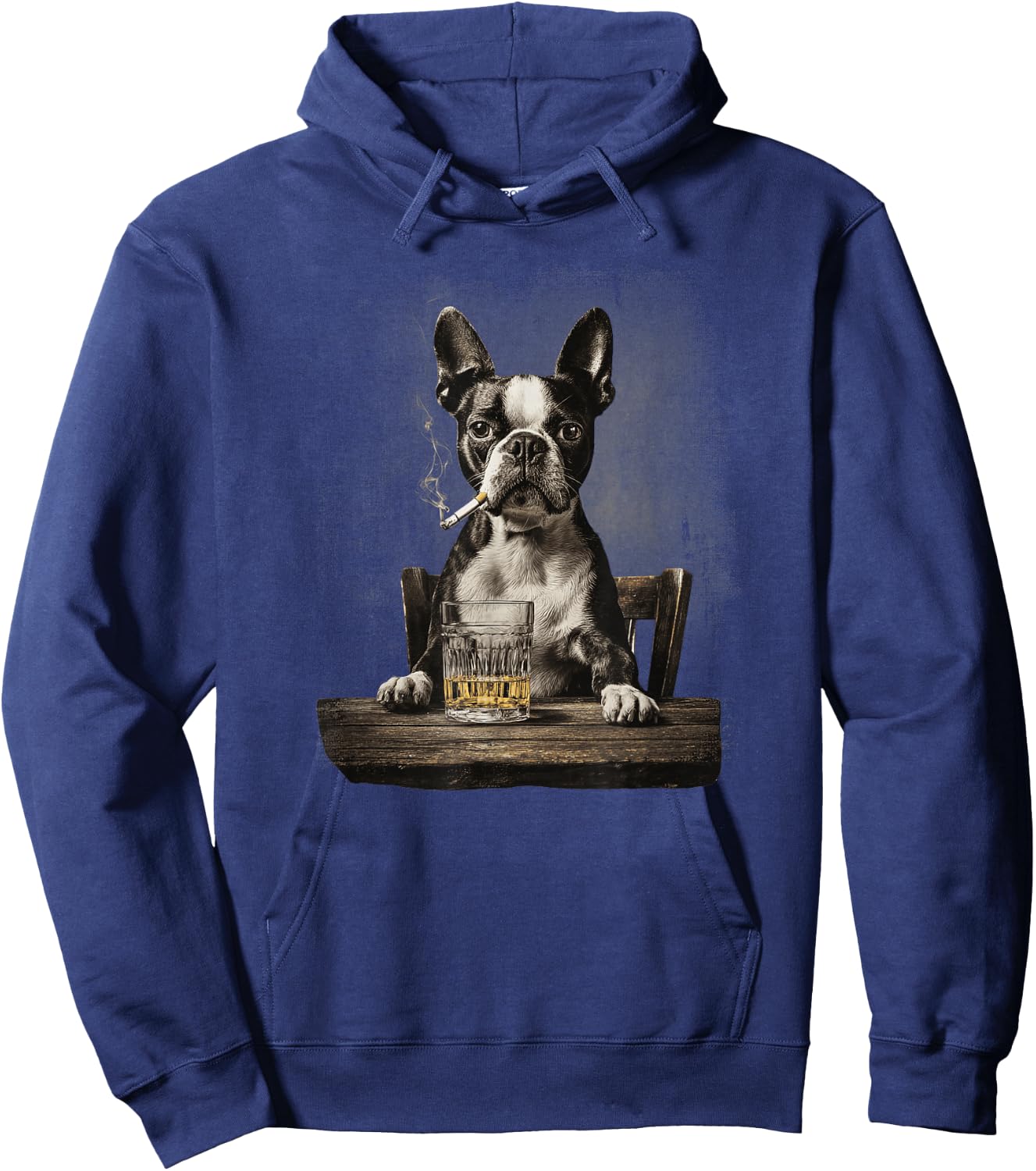 Vintage Smoking Boston Terrier Funny Dog Father's Day Hoodie - Hoodie | Navy