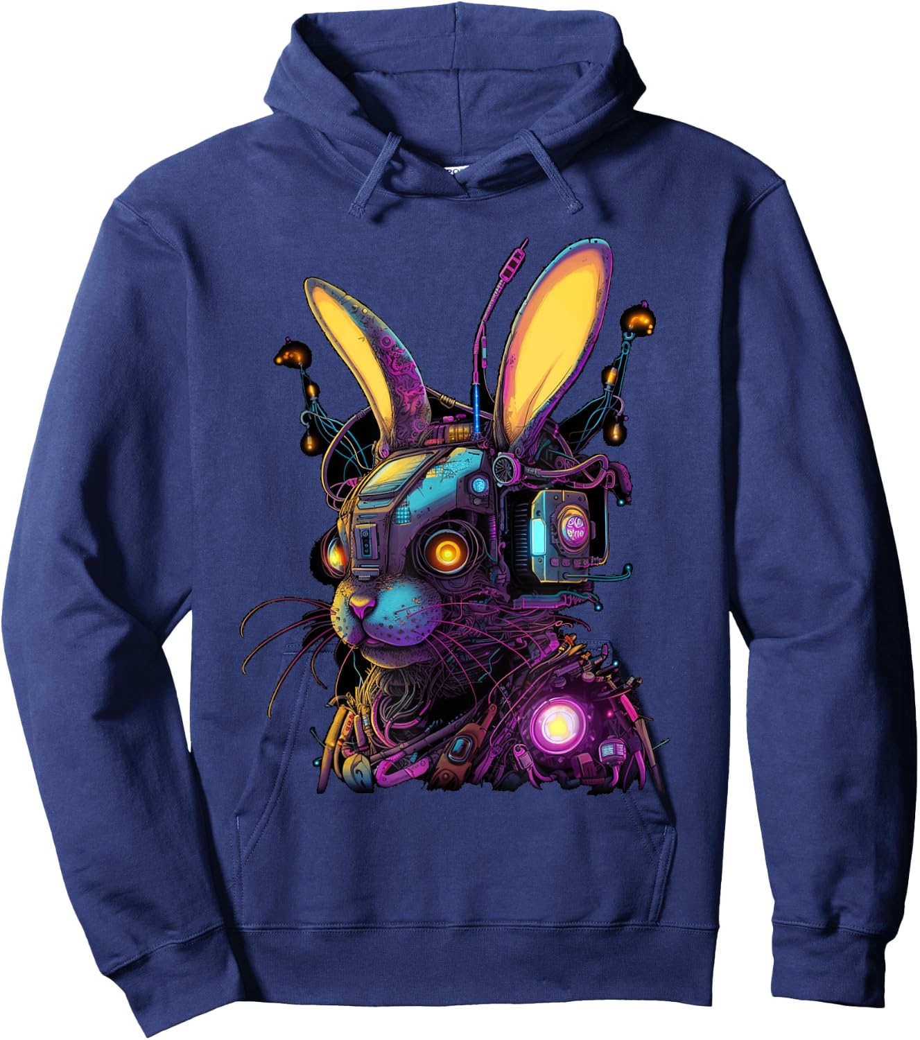 Cyberpunk Bunny Cyborg Rabbit | Cool Gamer Easter Hoodie - Hoodie | Navy