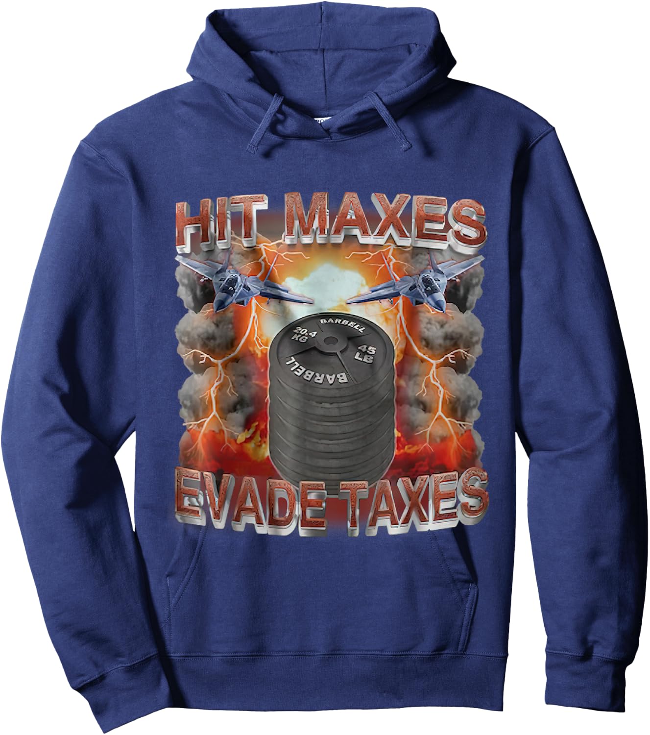 Hit Maxes Evade Taxes Funny Gym Bodybuilding Lifting Workout Hoodie - Hoodie | Navy