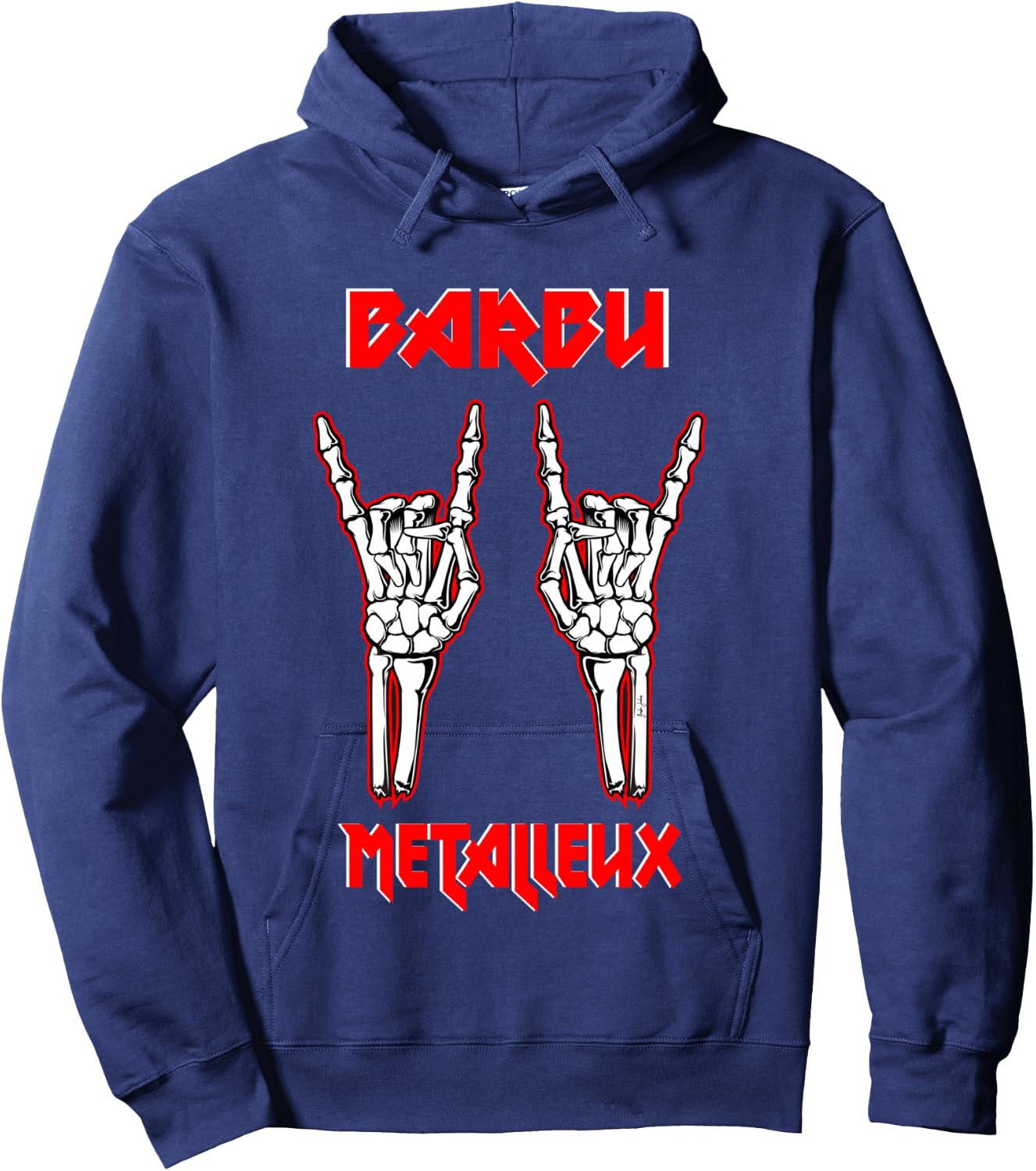 Bearded Metallic Beard Heavymetal Gift Long Handle, Black, S Hoodie - Hoodie | Navy