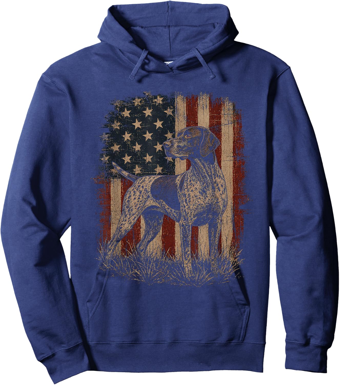 American Flag German Shorthaired Pointer Artwork GSP Design Hoodie - Hoodie | Navy