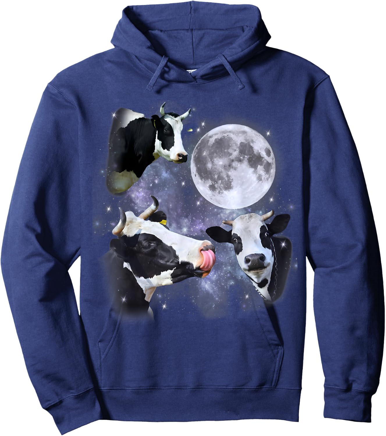 Cow Howling At The Moon Dairy Farm Meme Cows Lover Men Women Hoodie - Hoodie | Navy