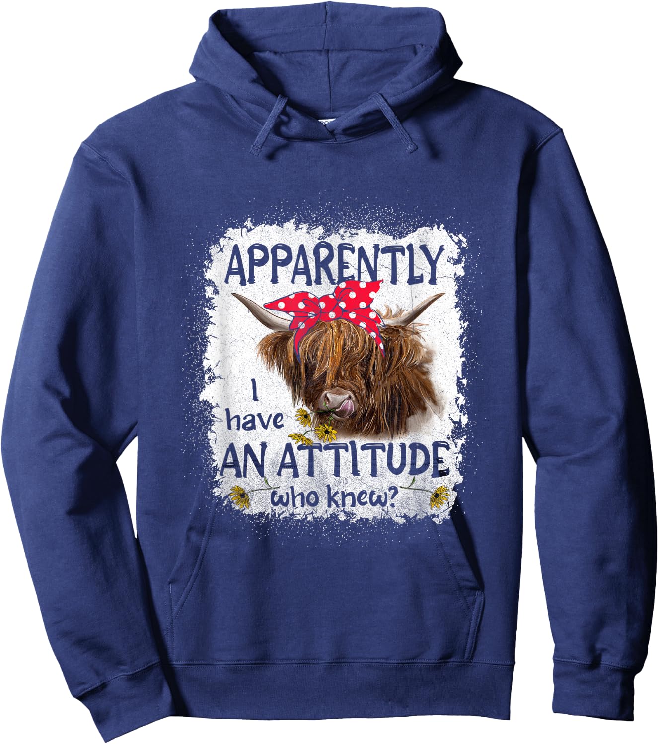 Highland Cow Apparently I Have An Attitude Who Knew Hoodie - Hoodie | Navy