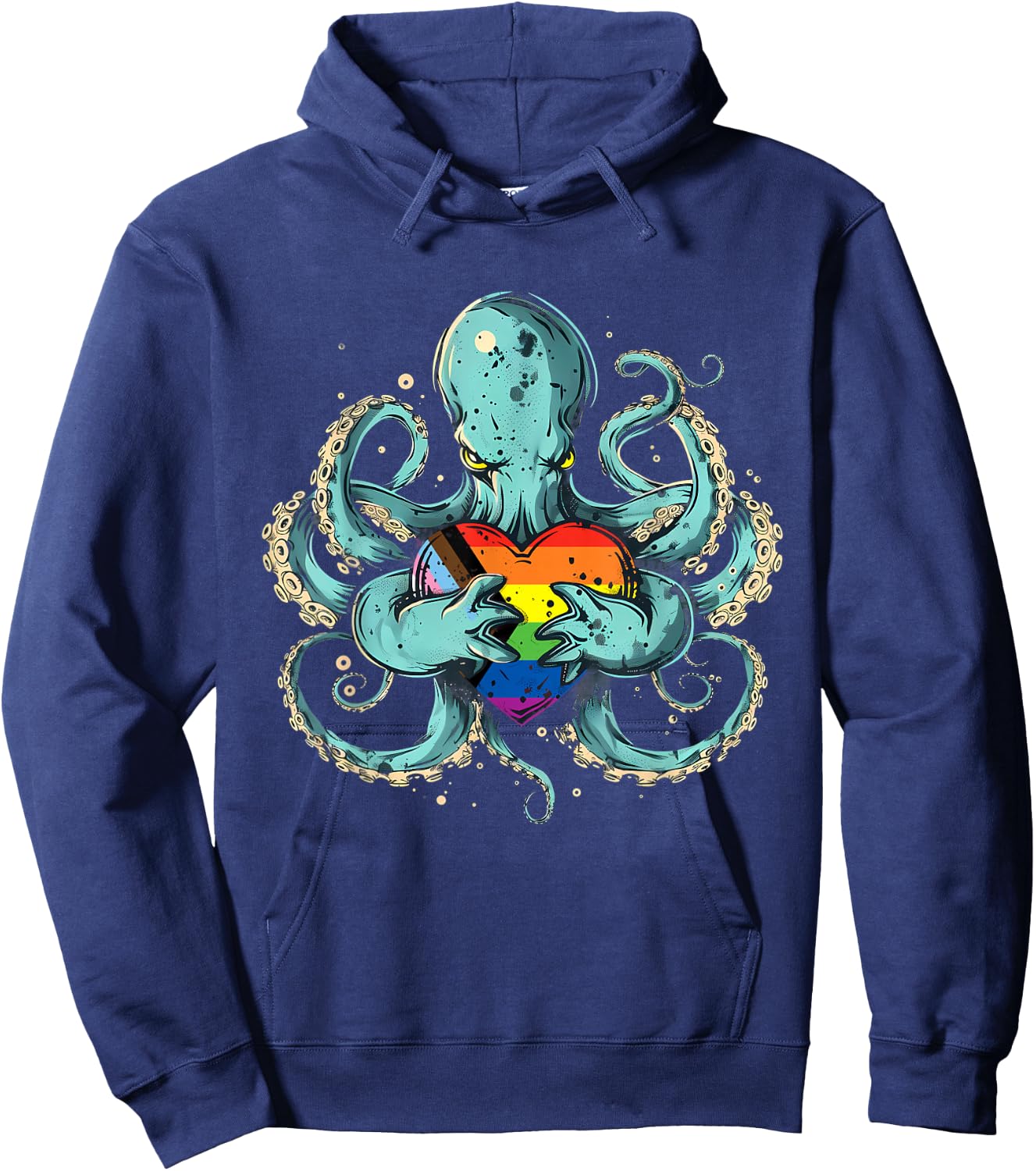 Octopus Progress Pride Flag LGBTQ+ Progressive Pride Flag Hoodie - Hoodie | Navy
