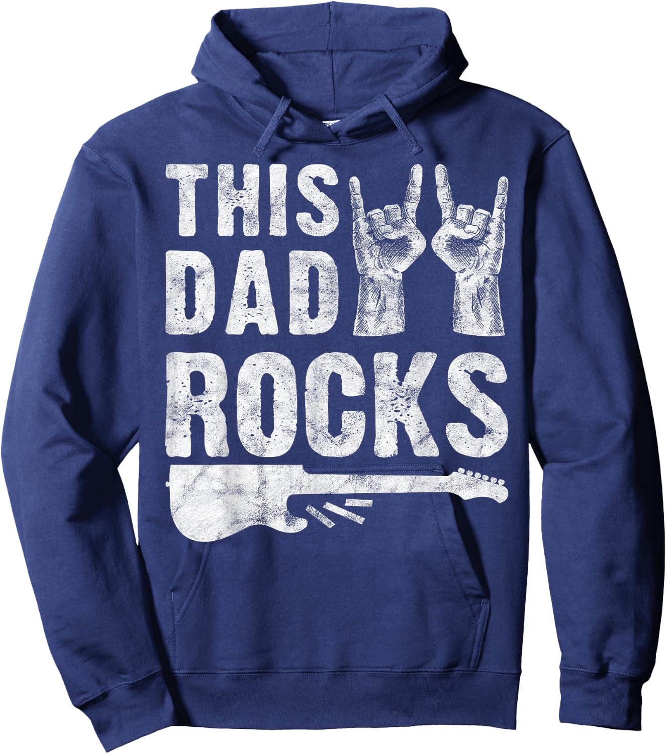 This Dad Rocks Rock n Roll Heavy Metal Fathers Day Hoodie - Hoodie | Navy