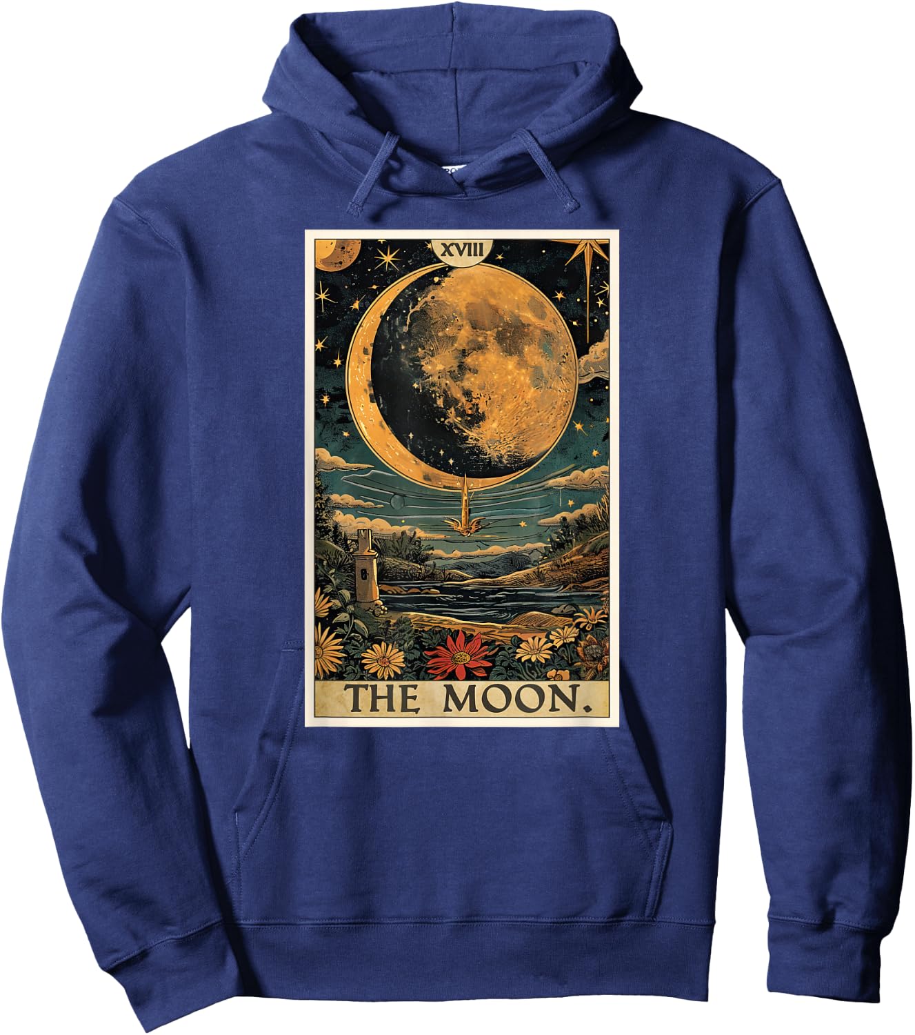 Tarotkarten Tarotkarte 18 The Moon Der Mond Hoodie - Hoodie | Navy