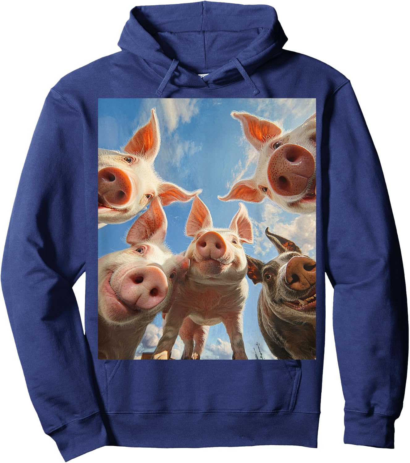 I Love Pigs Funny Pig Face Pig Selfie Hoodie - Hoodie | Navy
