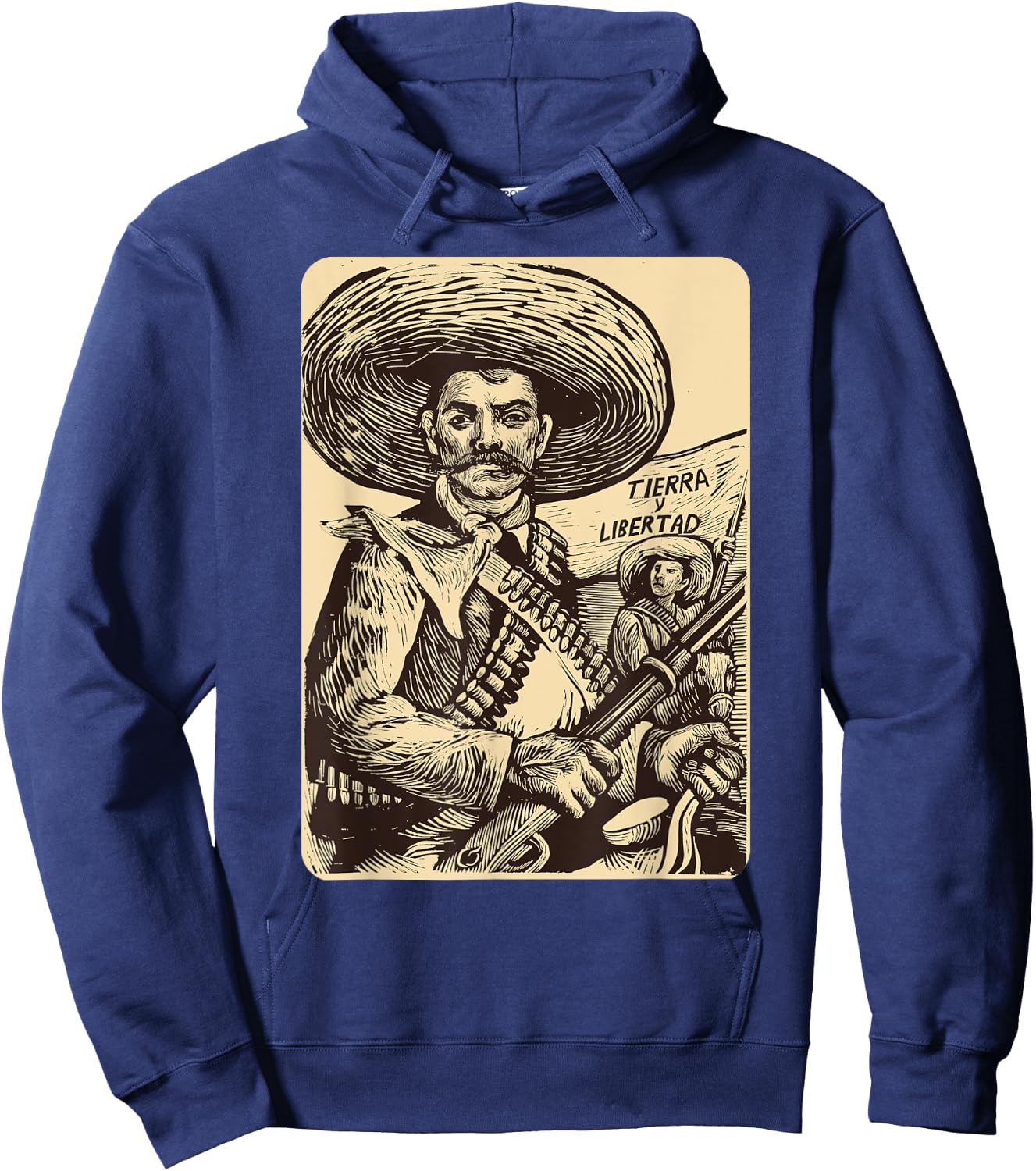 Emiliano Zapata Mexican Revolutionary Land and Liberty Hoodie - Hoodie | Navy