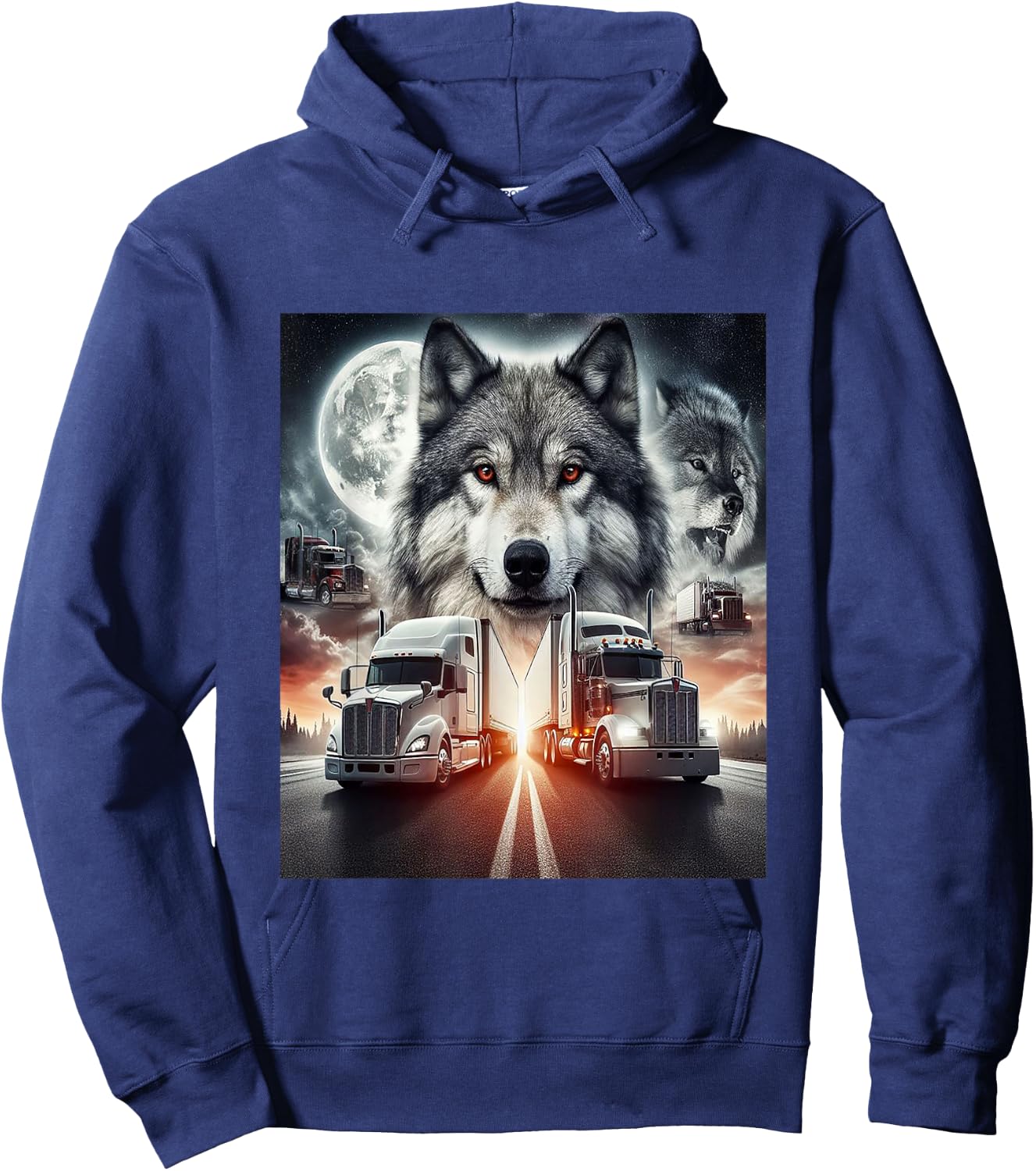 LKW mit Wolf Hoodie - Hoodie | Navy