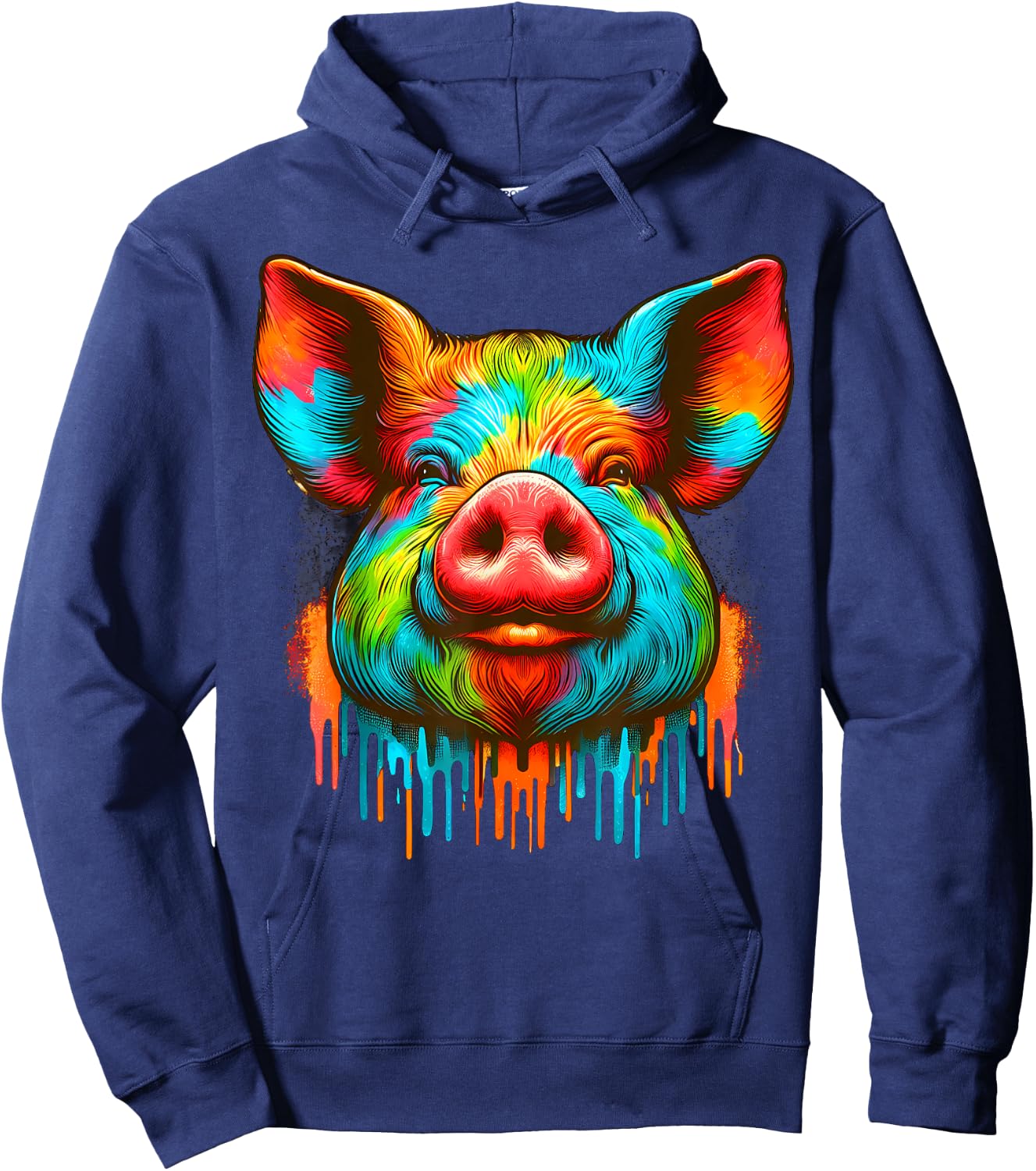 Cool Pig Graphic Spirit Animal Illustration Tie Dye Art Hoodie - Hoodie | Navy