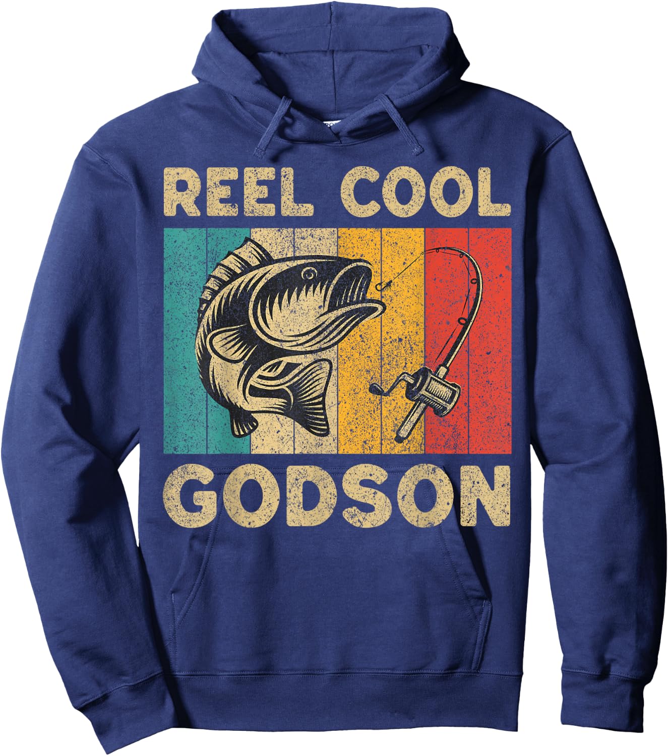 Father's Day Present Funny Fishing Reel Cool Godson Hoodie - Hoodie | Navy