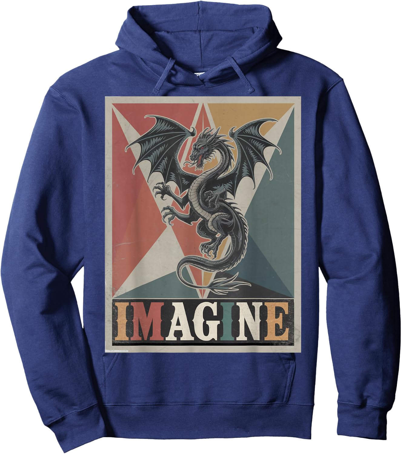 Dragon Retro Vintage Graphic Art Design Hoodie - Hoodie | Navy
