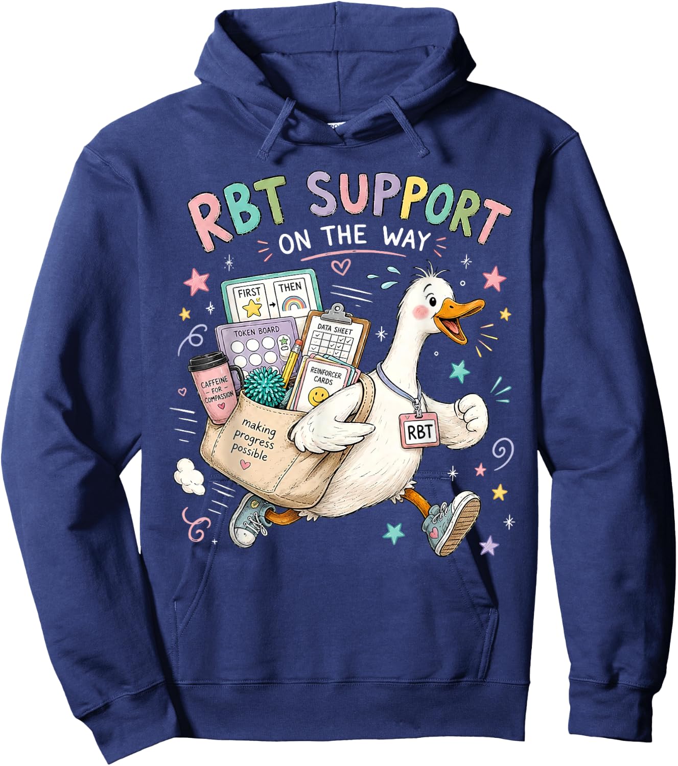 RBT Support On The Way Funny Goose Registered Behavior Tech Hoodie - Hoodie | Navy