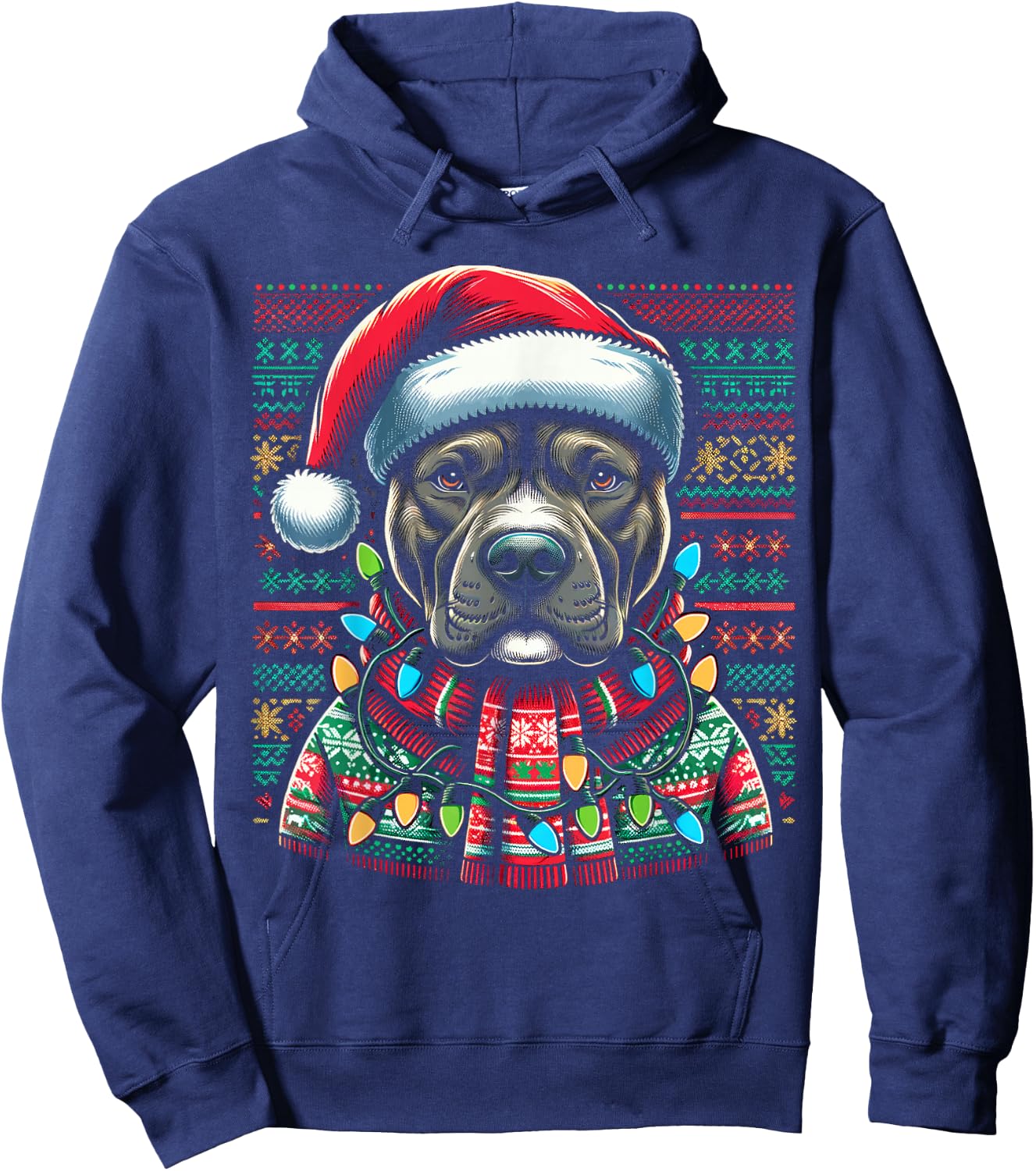 Christmas Pit bull Xmas Pit Bull Mom Dog Lover Santa Hoodie - Hoodie | Navy