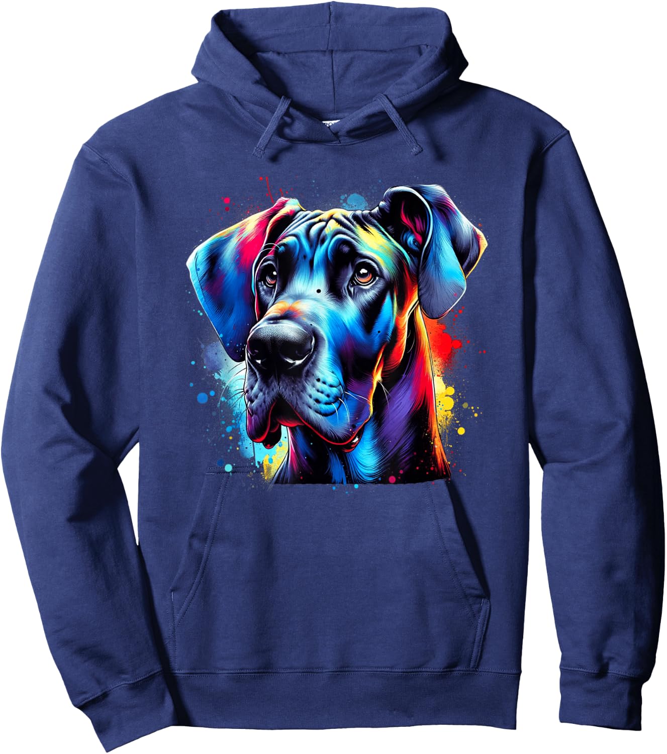 Colorful Splash Art Great Dane Dog German Mastiff Hoodie - Hoodie | Navy