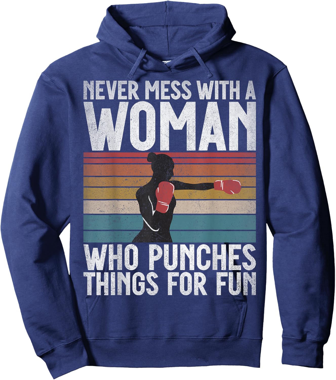 Never mess with a Woman who punches Things for fun Boxing Hoodie - Hoodie | Navy