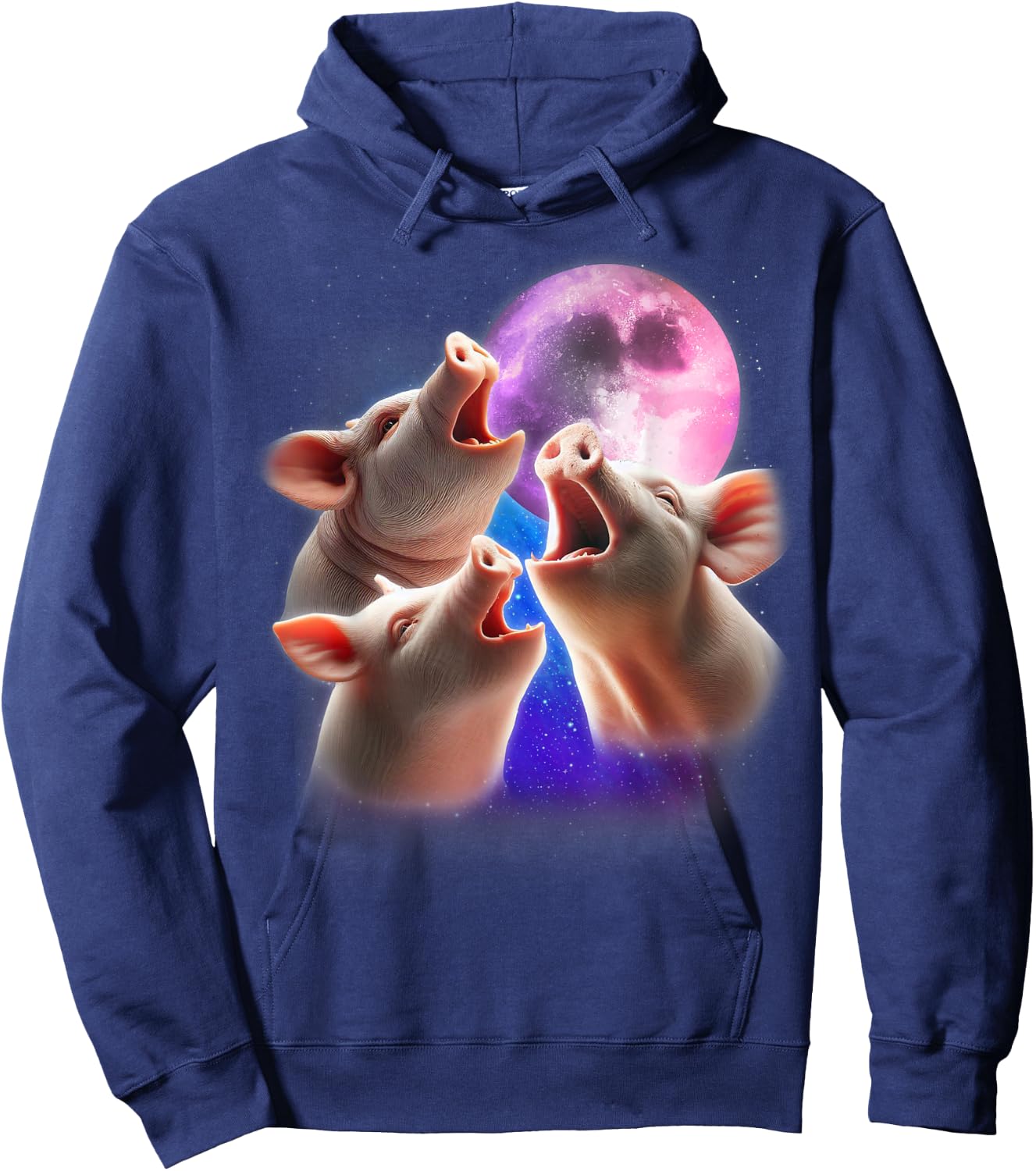 3 Pigs Howling At The Moon Funny Pig Animal Lover Farmer Hoodie - Hoodie | Navy