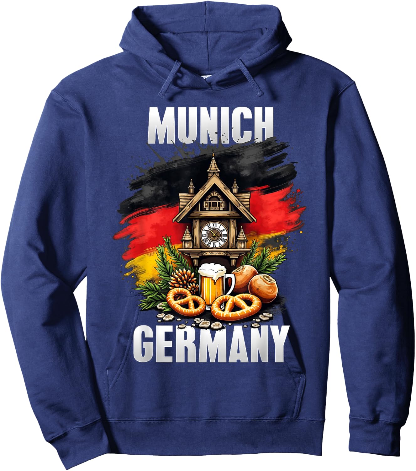 Munich Germany Souvenir German Flag Oktoberfest Travel Hoodie - Hoodie | Navy
