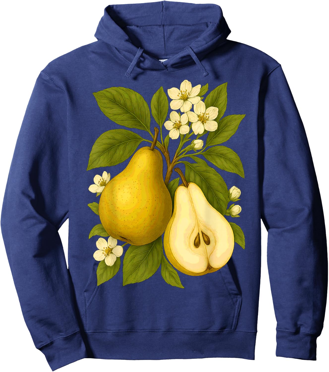 Pear Botanical Fruit Graphic Orchard Farm Nature Harvest Hoodie - Hoodie | Navy