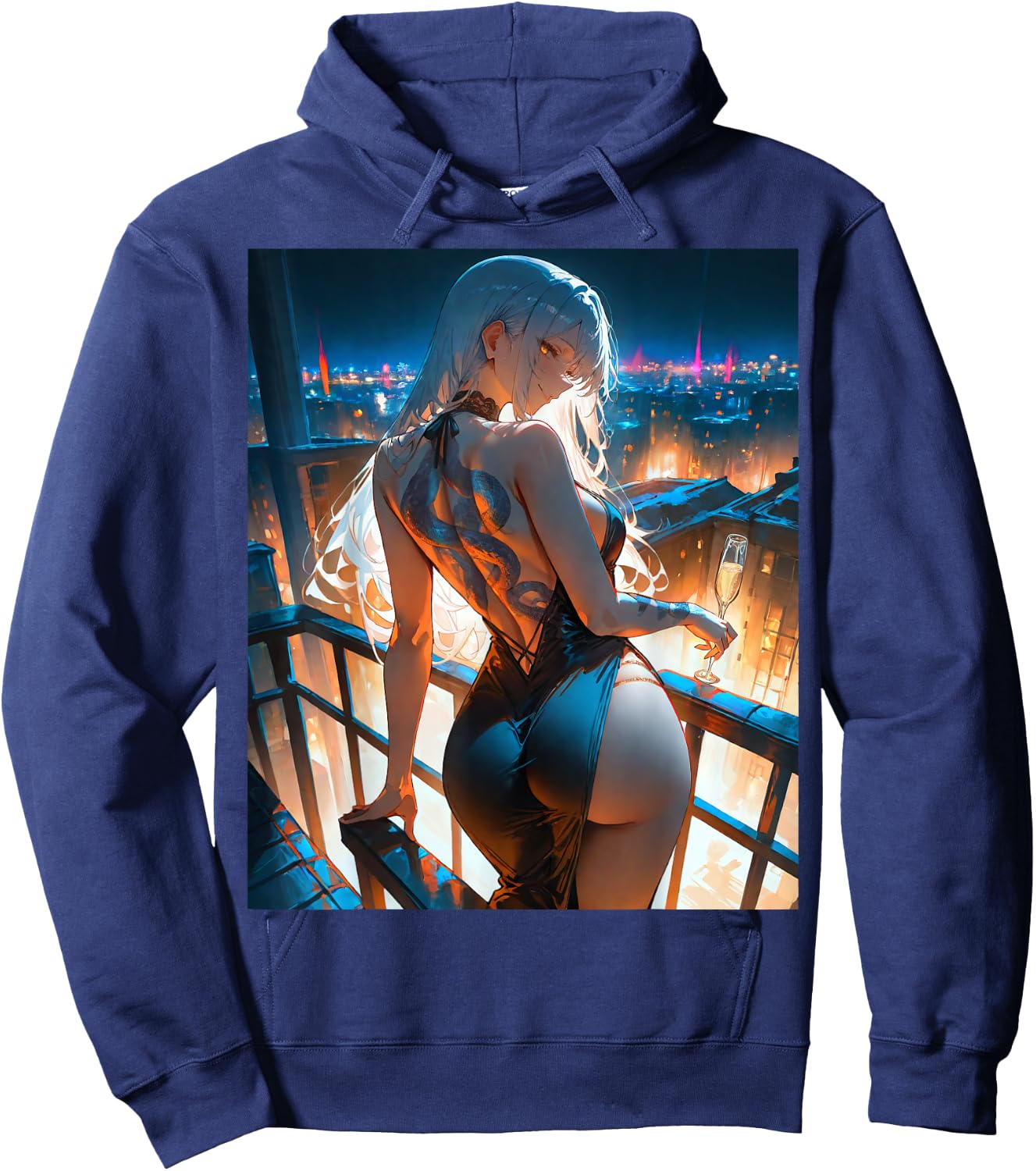 Beautiful Yakuza Kawaii Snake Anime/Manga Fantasy Girl Waifu Hoodie - Hoodie | Navy