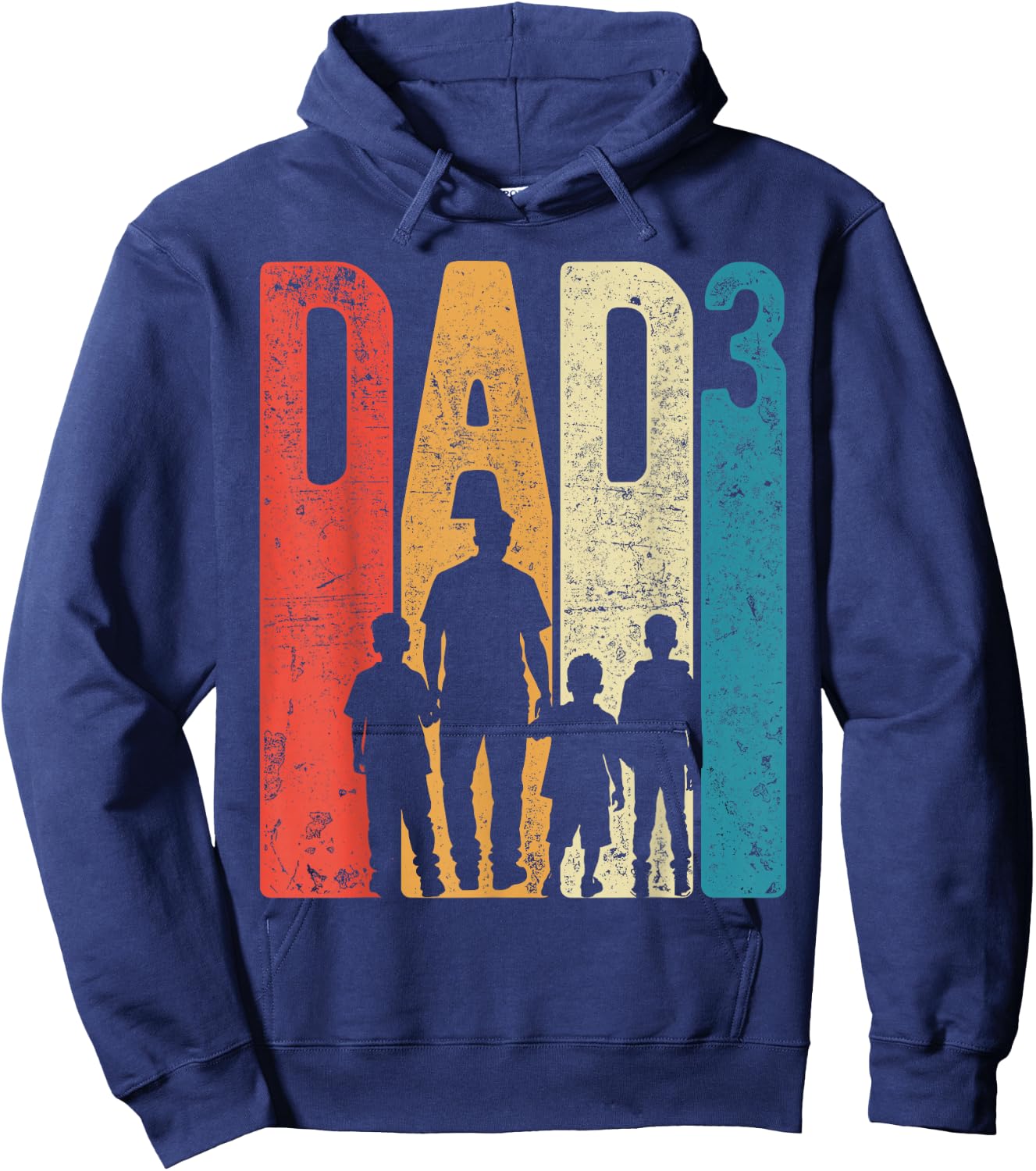 Dad Squared Vatertag Drei Jungen Drei Söhne Vater Retro Hoodie - Hoodie | Navy