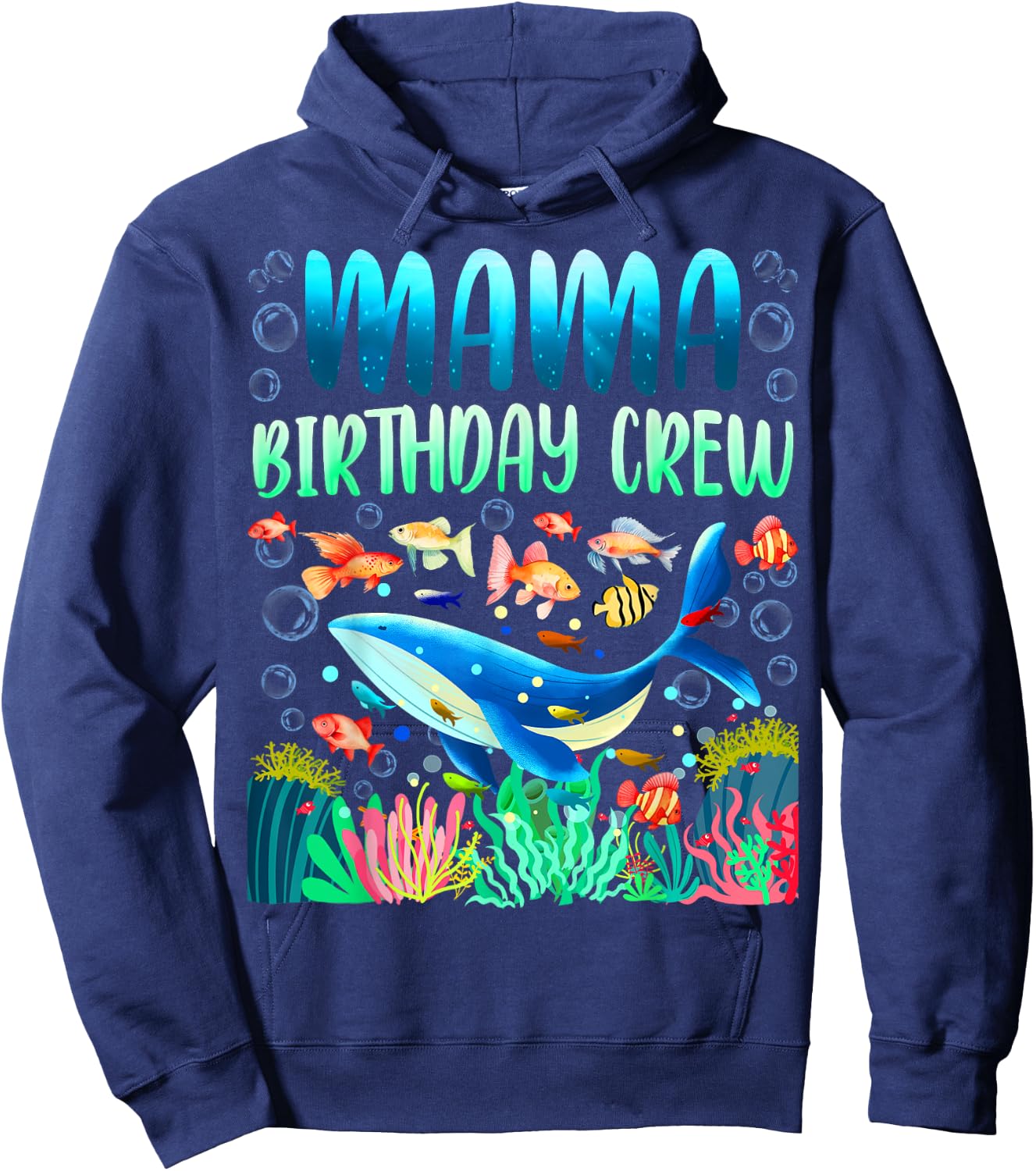 Mama Of The Birthday Boy Sea Fish Ocean Animals Aquarium Hoodie - Hoodie | Navy