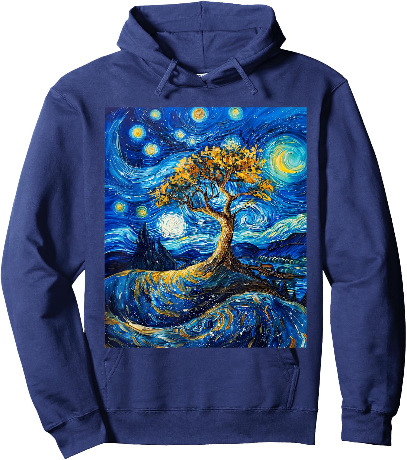 Yggdrasil Tree Of Life Van Gogh Style Starry Night Hoodie - Hoodie | Navy