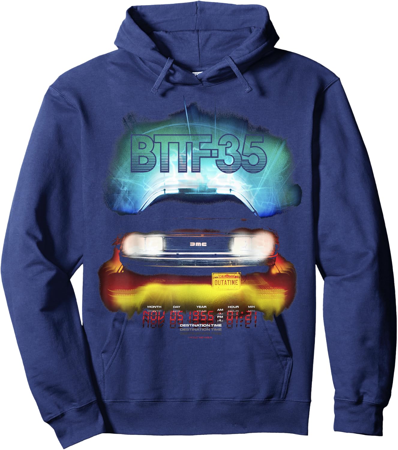 Back To The Future 35th BTTF-35 DeLorean Headlights Hoodie - Hoodie | Navy