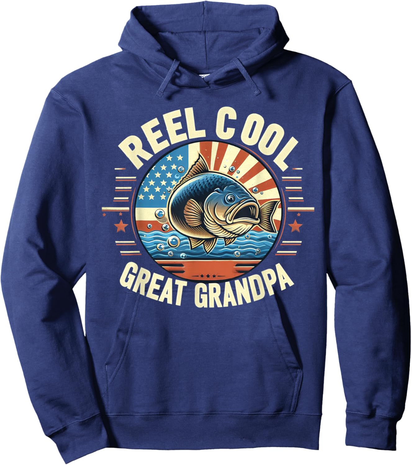 Reel Cool Great Grandpa Fishing Funny Fish Father's Day Hoodie - Hoodie | Navy
