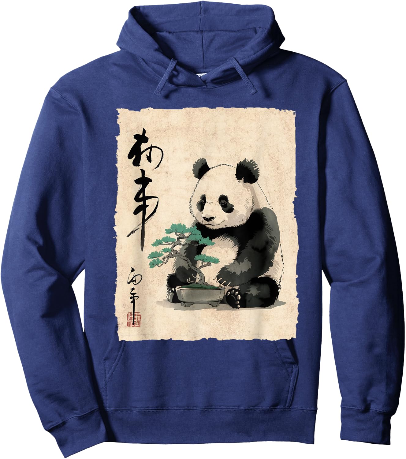 Panda with Bonsai Japanese Art Women Kids Hoodie - Hoodie | Navy