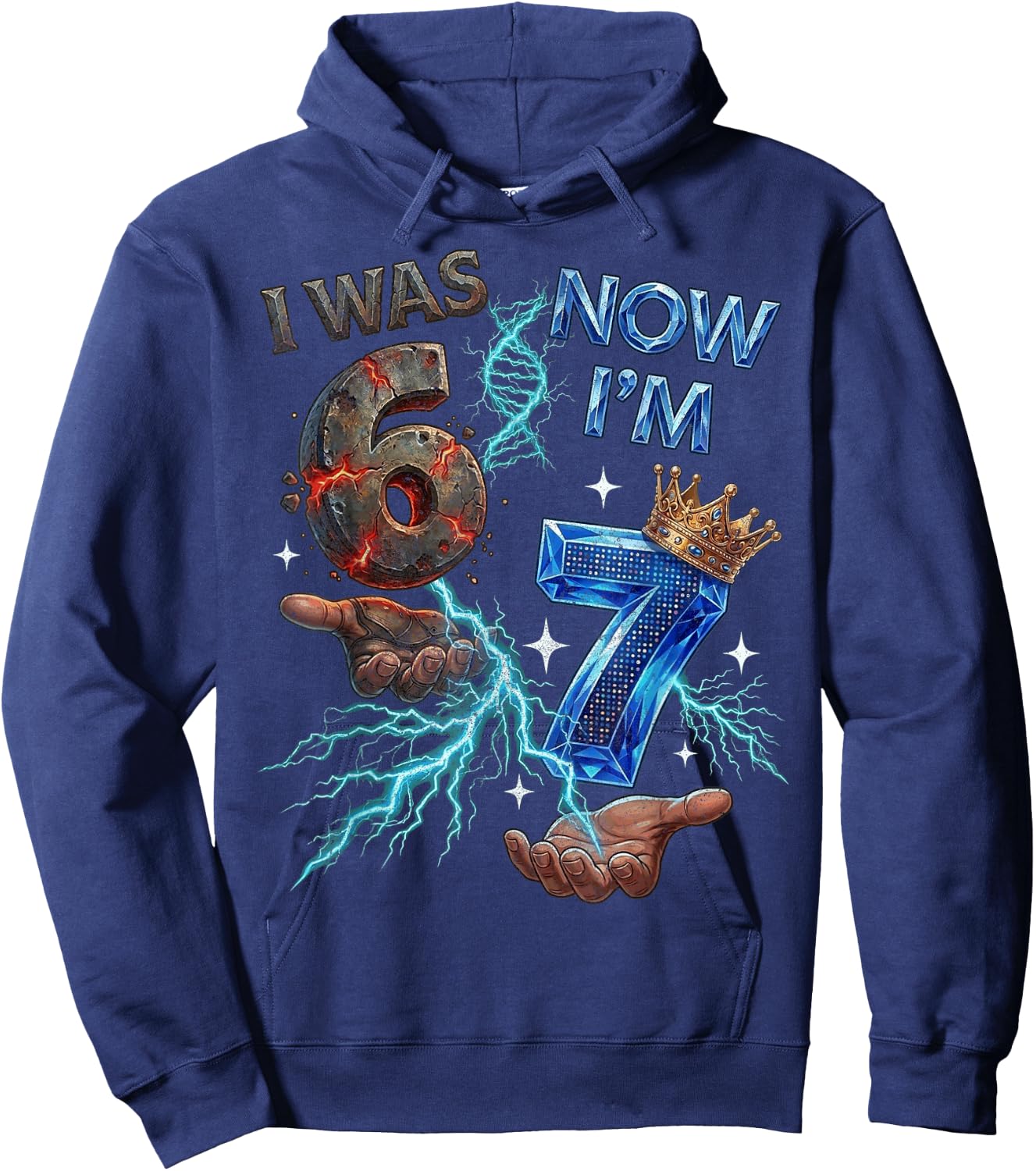 I was 6 Now I'm 7 7th Birthday 6 7 Birthday Boys 67 Hoodie - Hoodie | Navy
