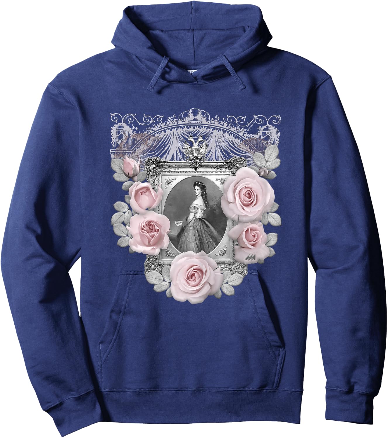 Empress Elisabeth of Austria/Sisi - with Roses in Pink Hoodie - Hoodie | Navy