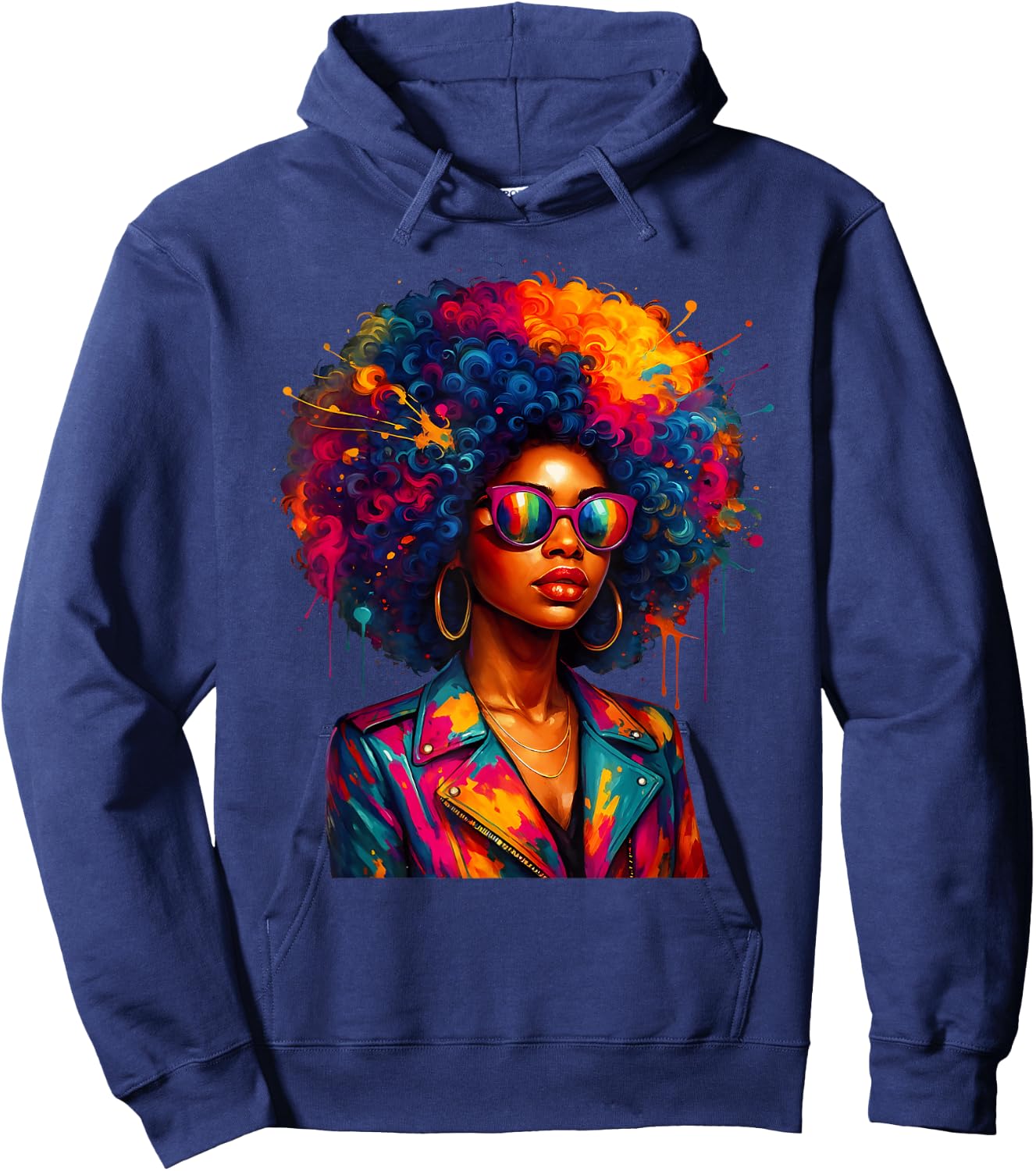 Black Queen Afro African Melanin Dripping Girl Women Hoodie - Hoodie | Navy