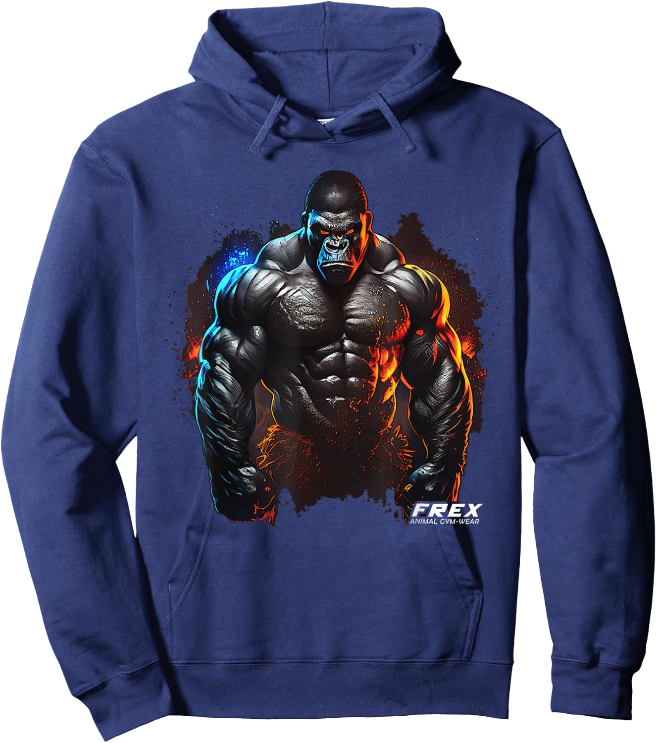 FREX Animal Gym-Wear Gorilla Affe Damen Bodybuilding Workout Motivations- Schwarz Kurzarm S EU 34/36 Hoodie - Hoodie | Navy