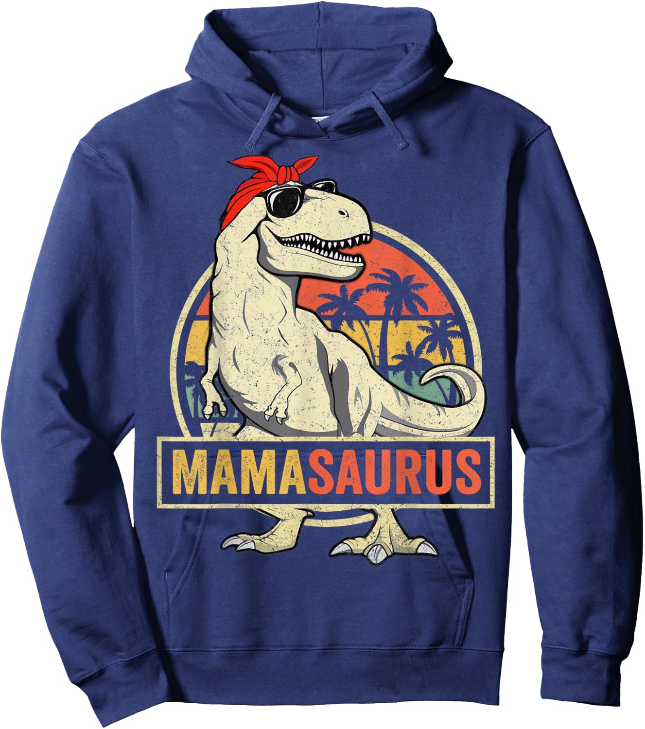Mamasaurus T rex Dinosaur Funny Mama Saurus Family Matching Hoodie - Hoodie | Navy